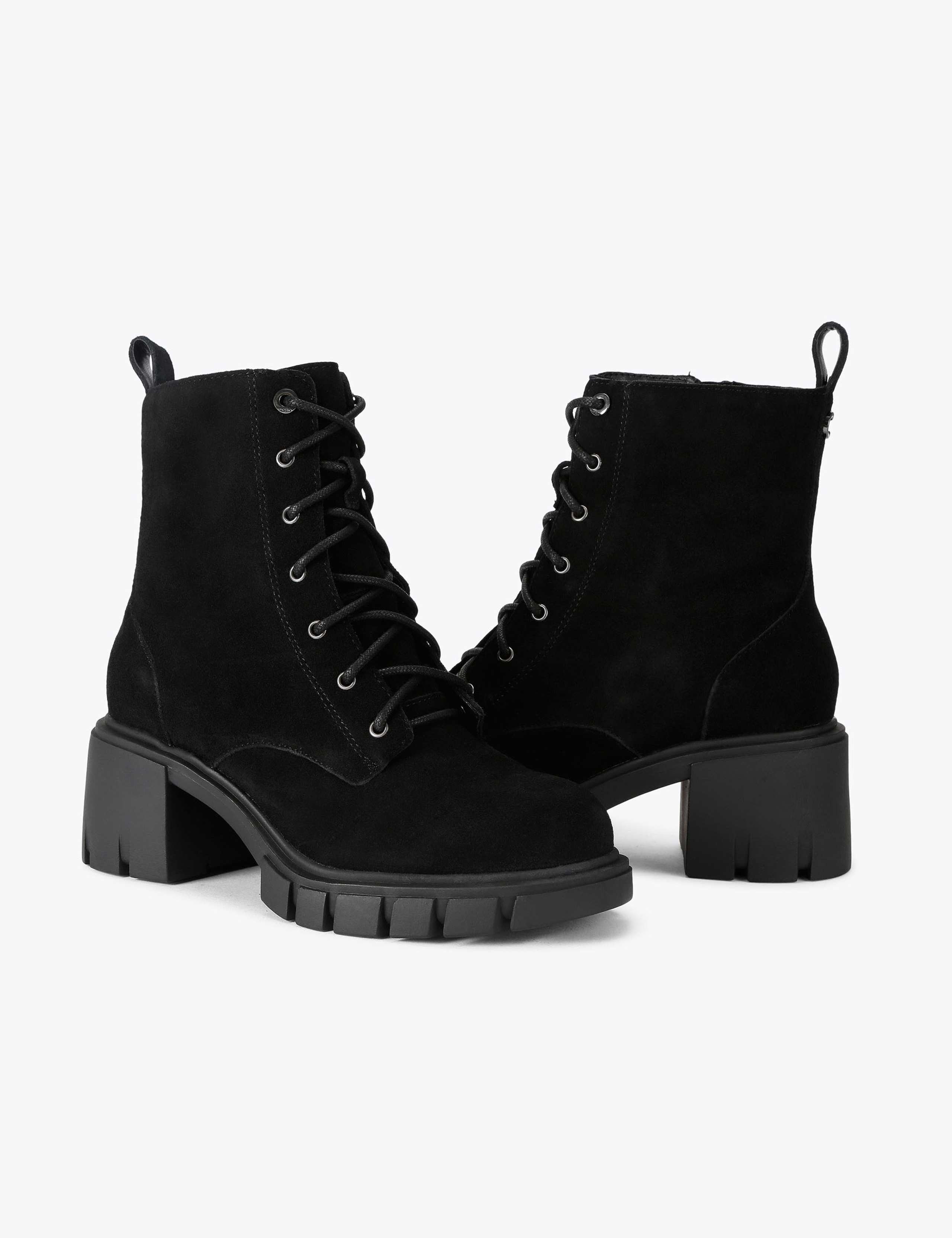Suede Lace Up Block Heel Ankle Boots 3 of 4