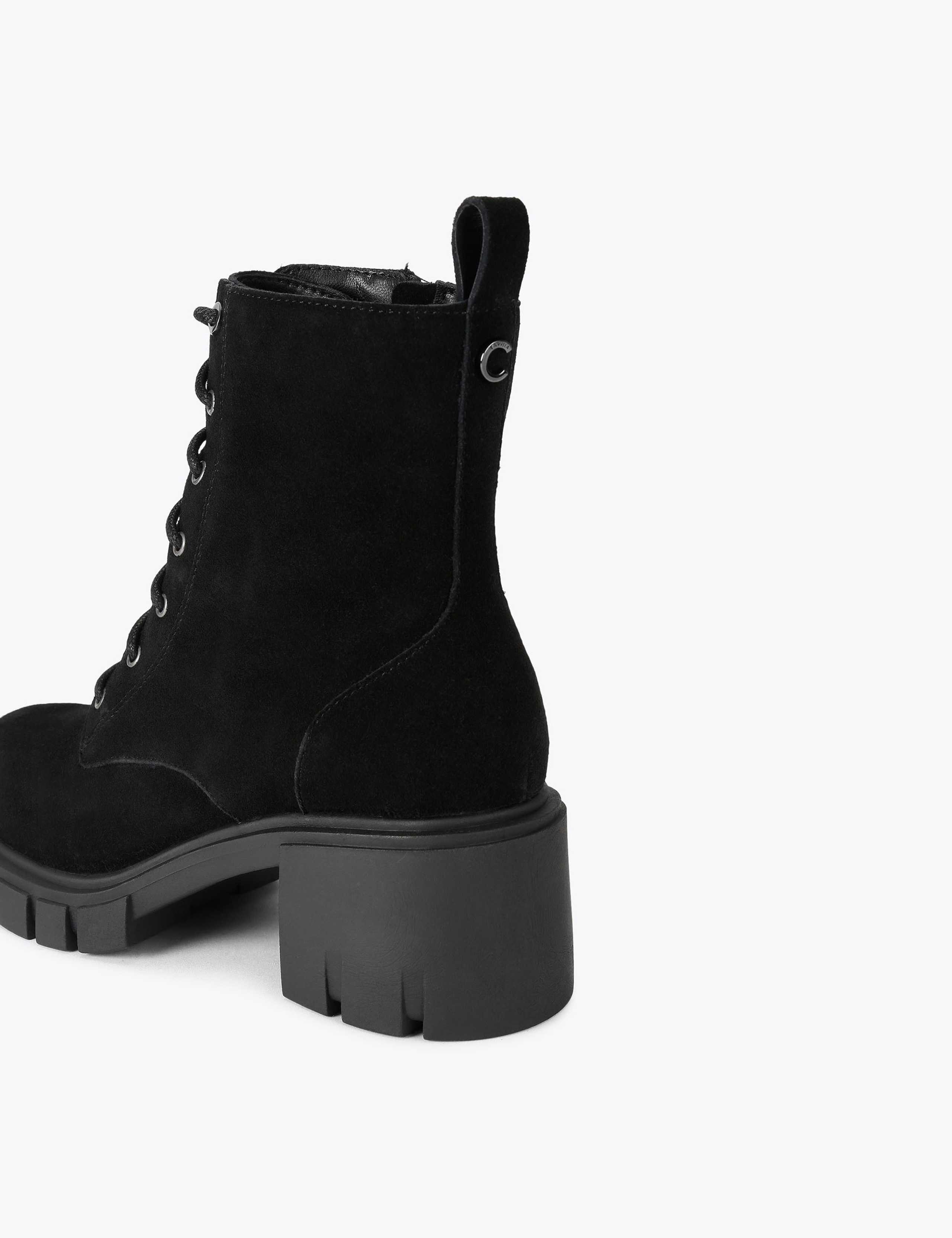 Suede Lace Up Block Heel Ankle Boots 4 of 4