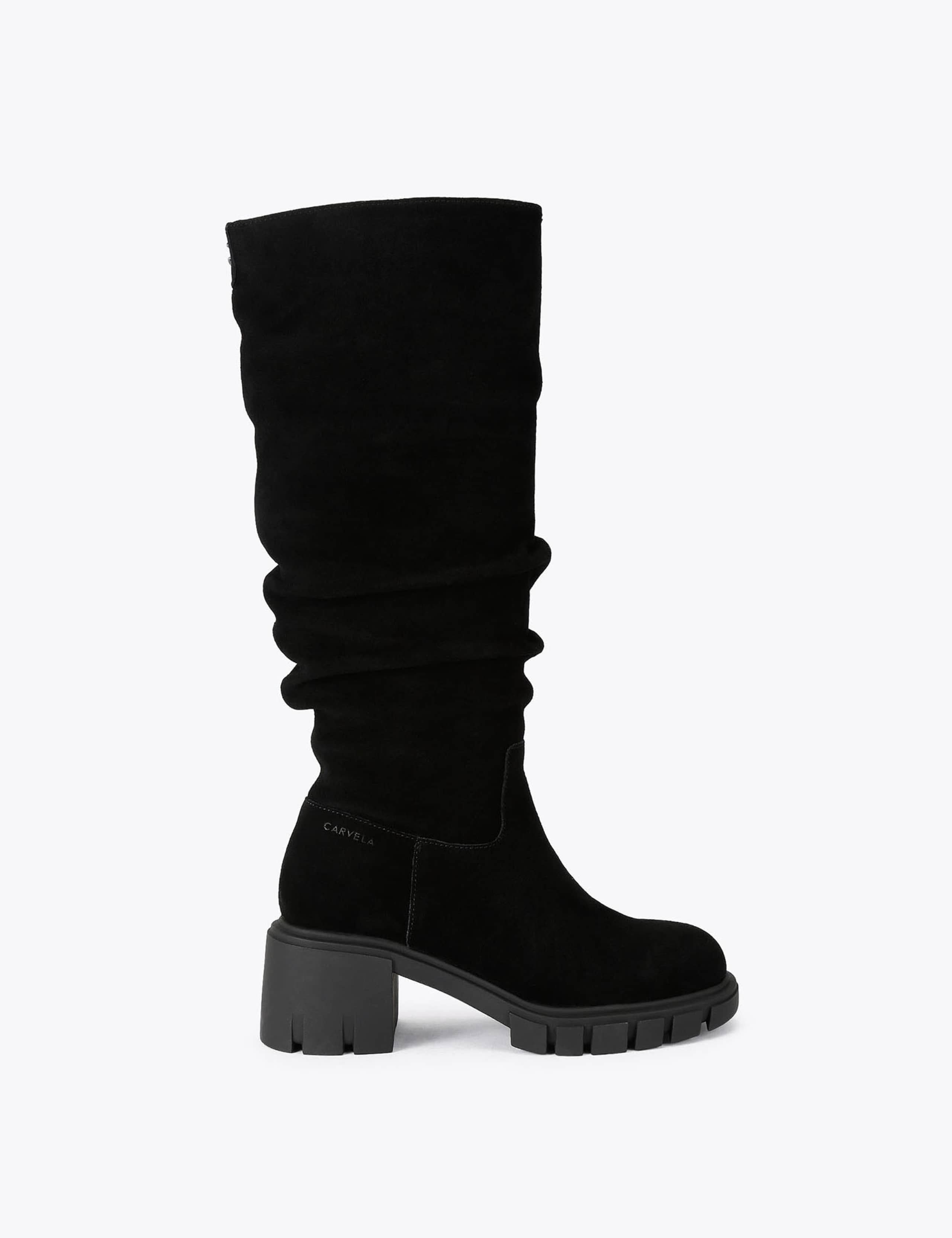 Suede Block Heel Knee High Boots 1 of 4