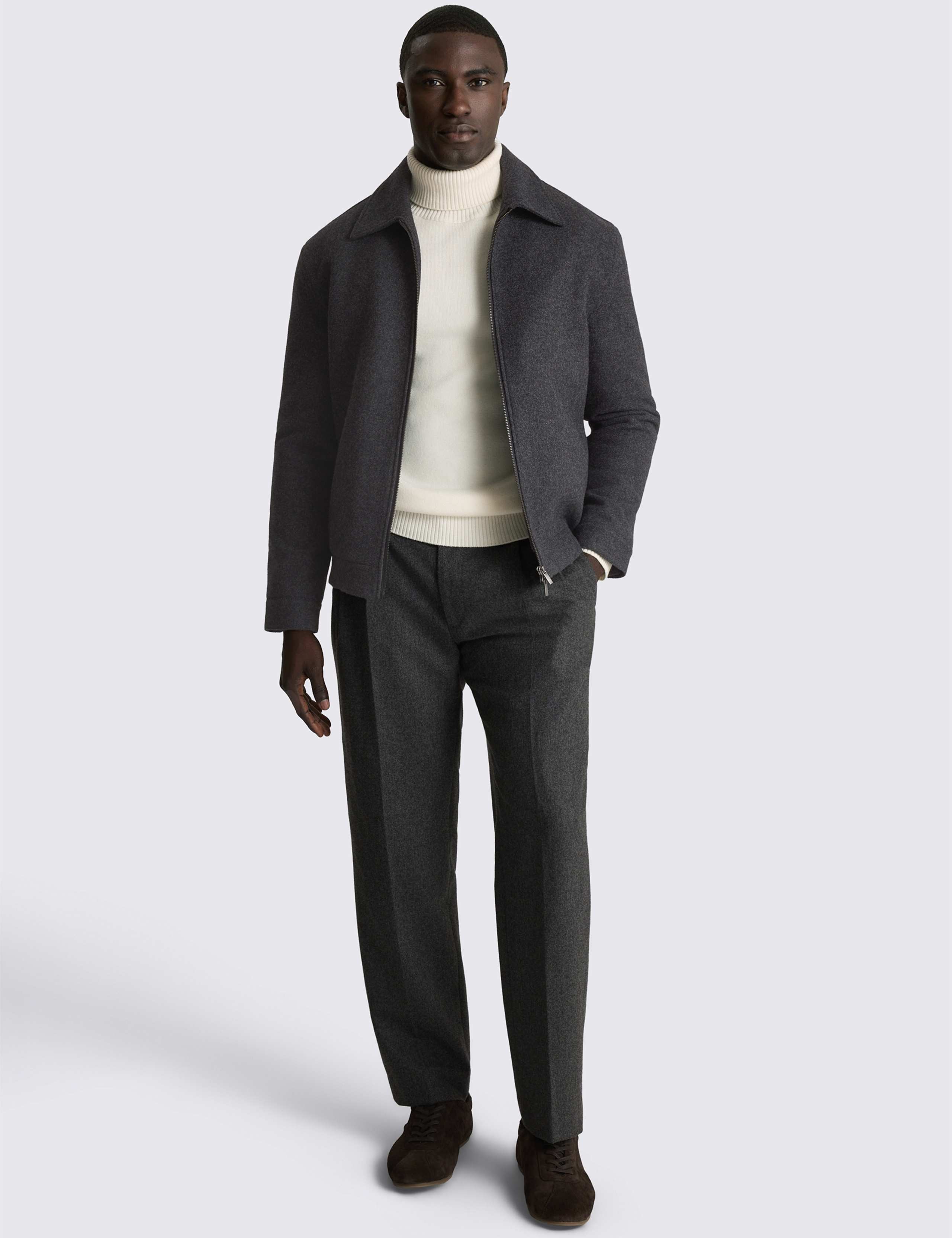 Pure Wool Quilted Zip Up Harrington Jacket 3 of 4
