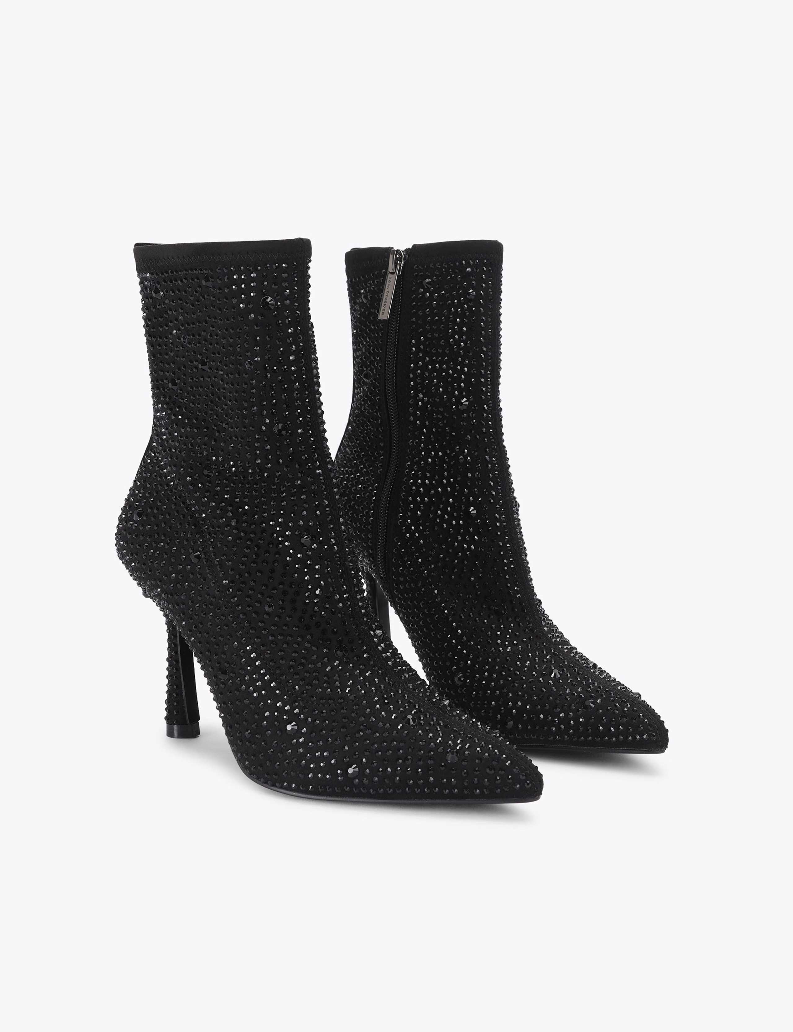 Sparkle Stiletto Heel Pointed Ankle Boots 2 of 5