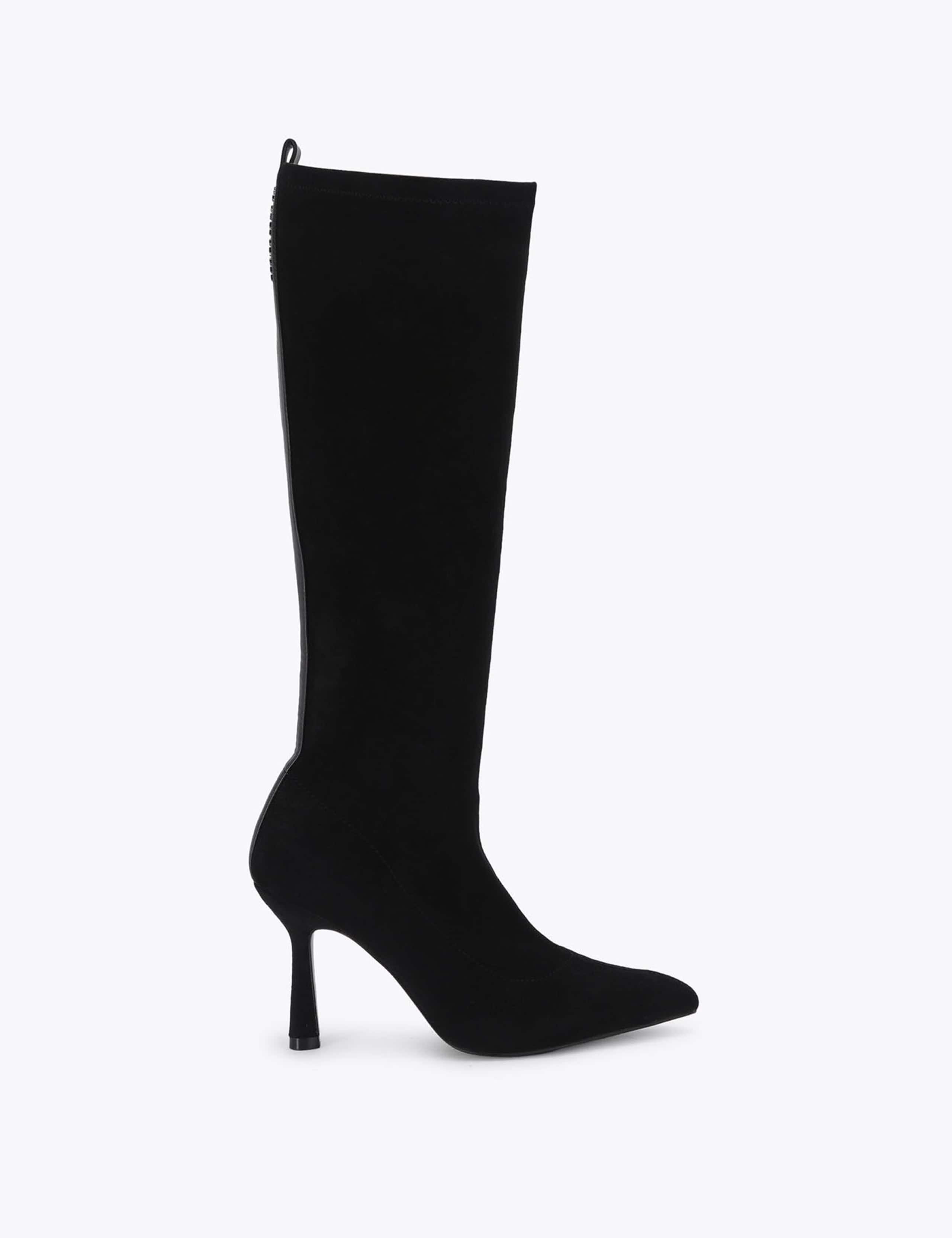 Suede Stiletto Heek Pointed Knee High Boots 1 of 4