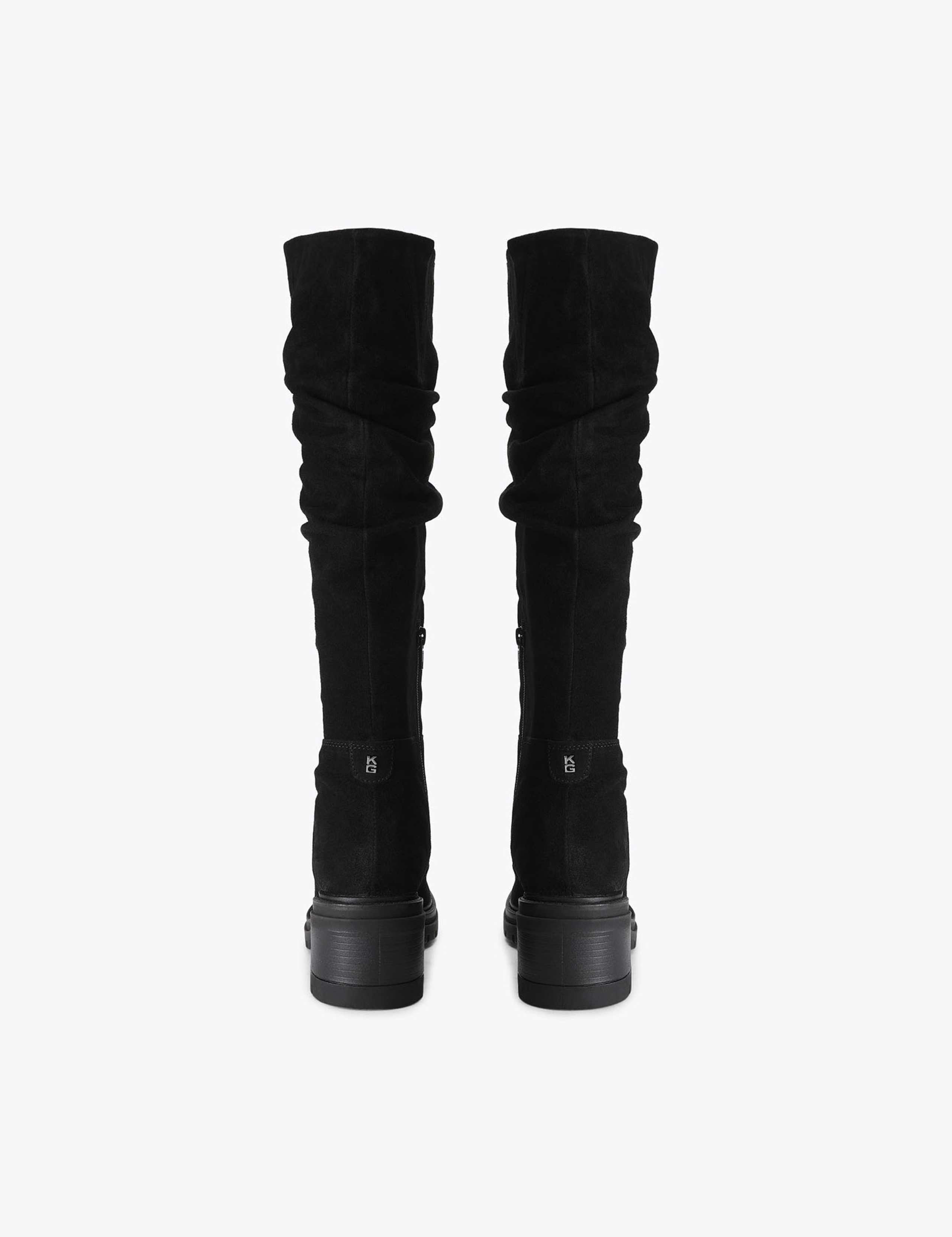 Suede Block Heel Round Toe Knee High Boots 3 of 4