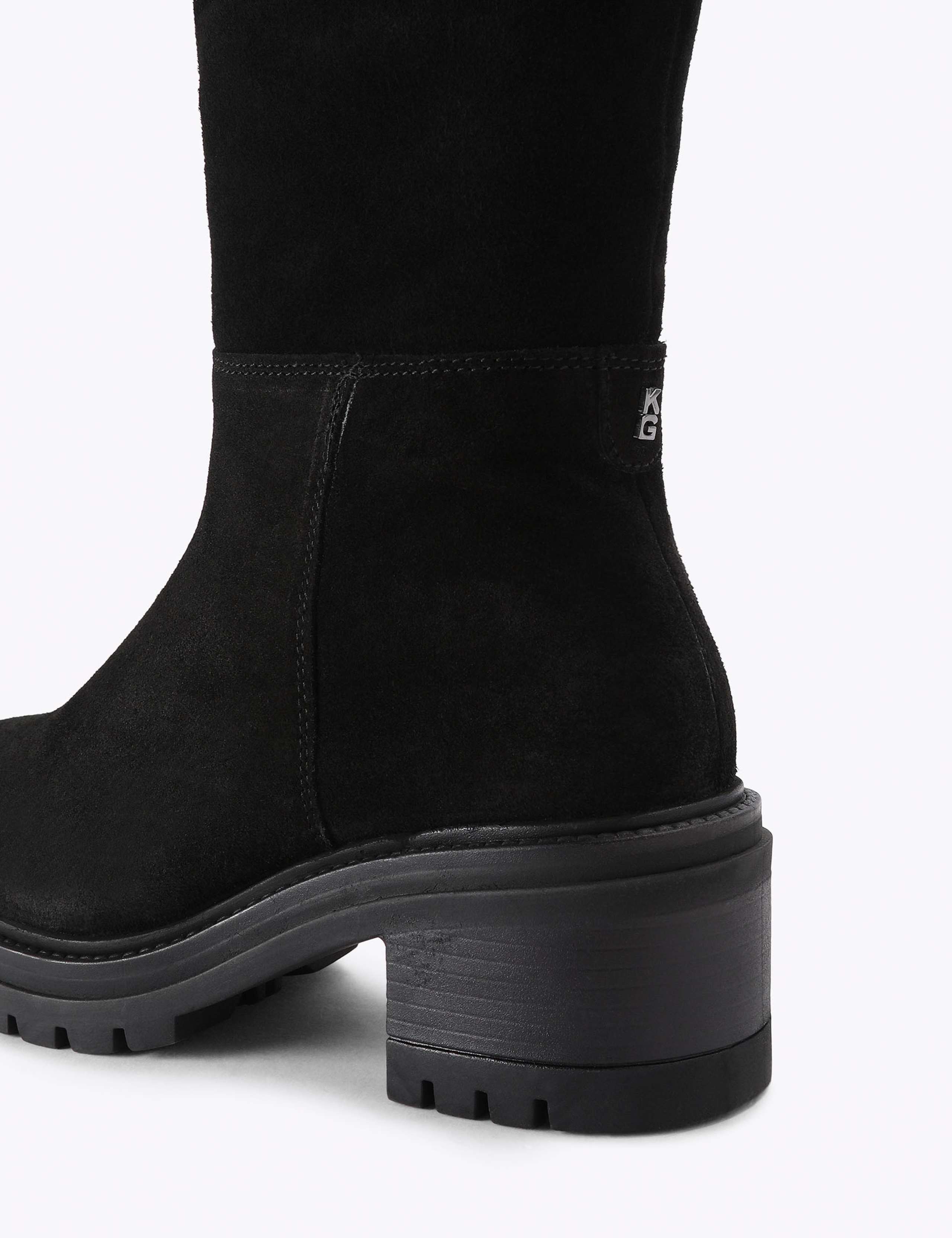 Suede Block Heel Round Toe Knee High Boots 4 of 4