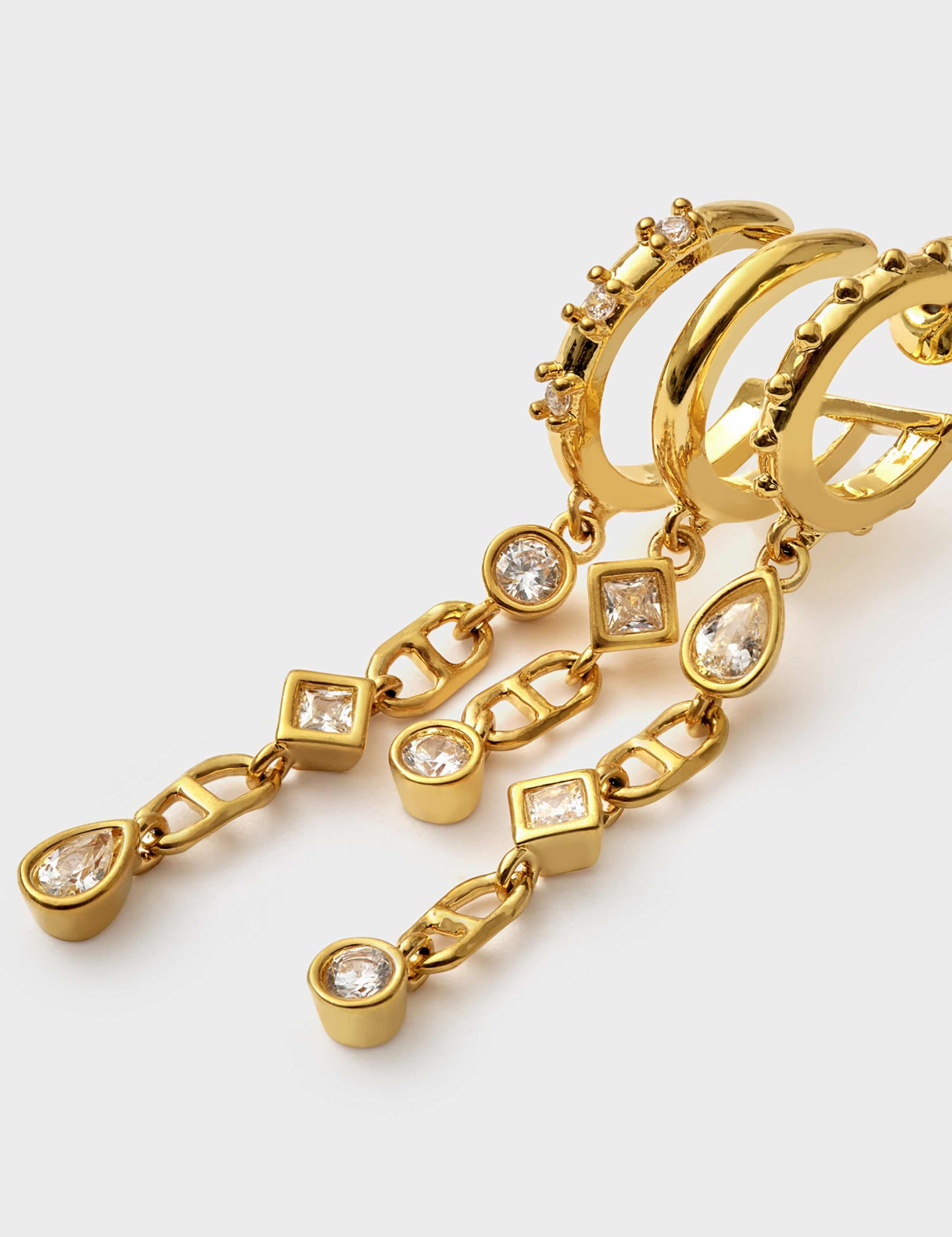 Gold Plated Drop Hoop Earrings 3 of 3