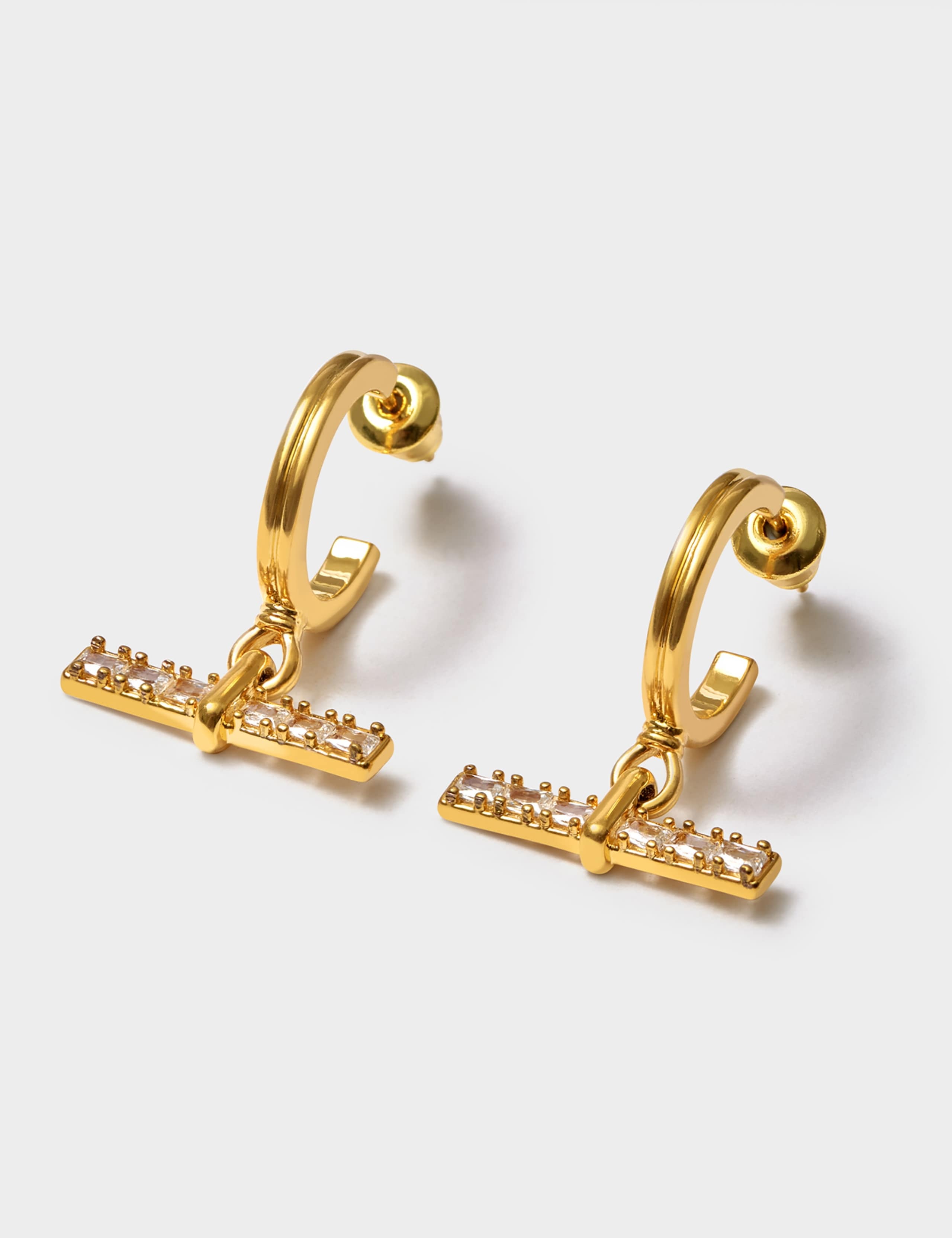 Gold Plated T-Bar Hoop Earrings 2 of 4