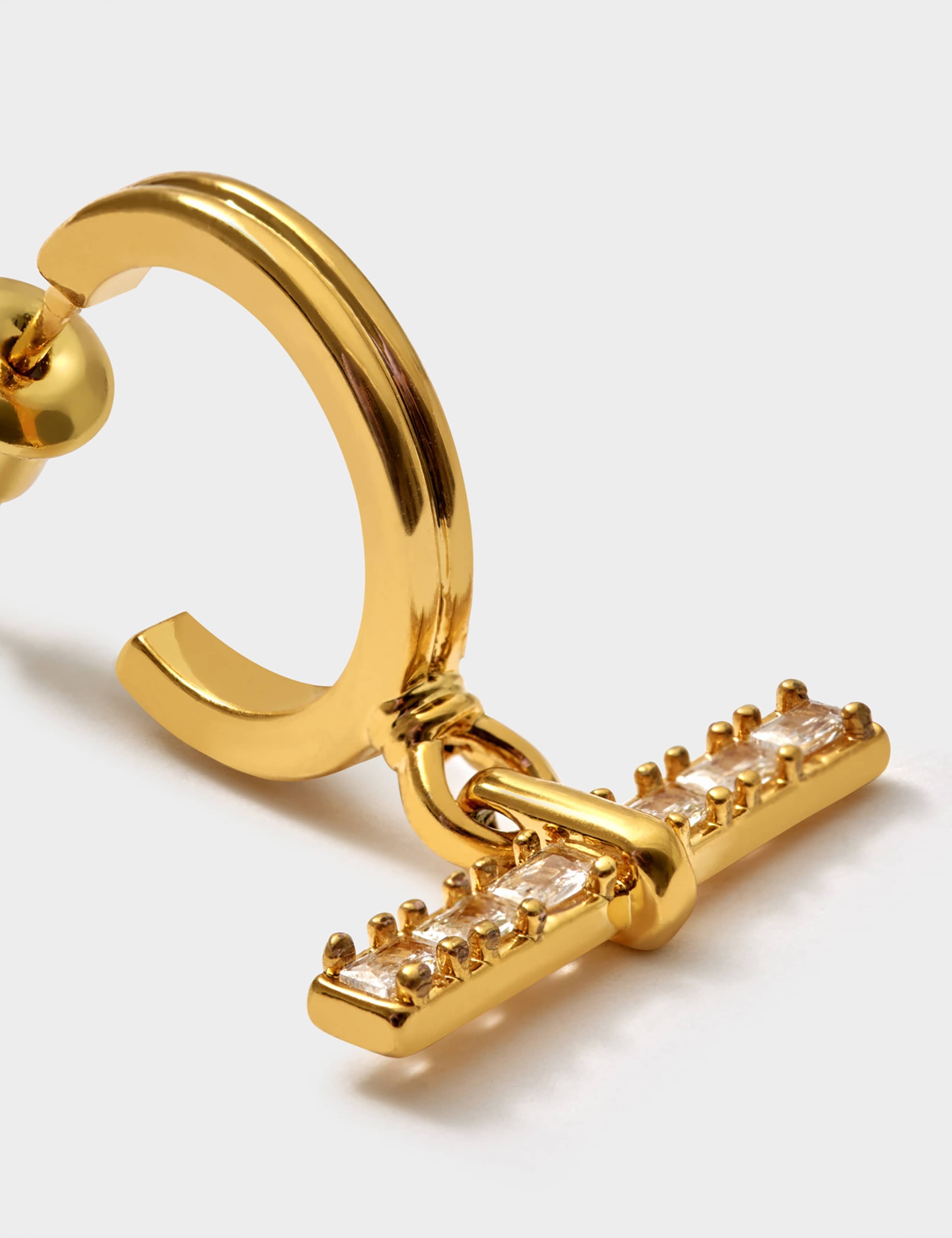 Gold Plated T-Bar Hoop Earrings 4 of 4
