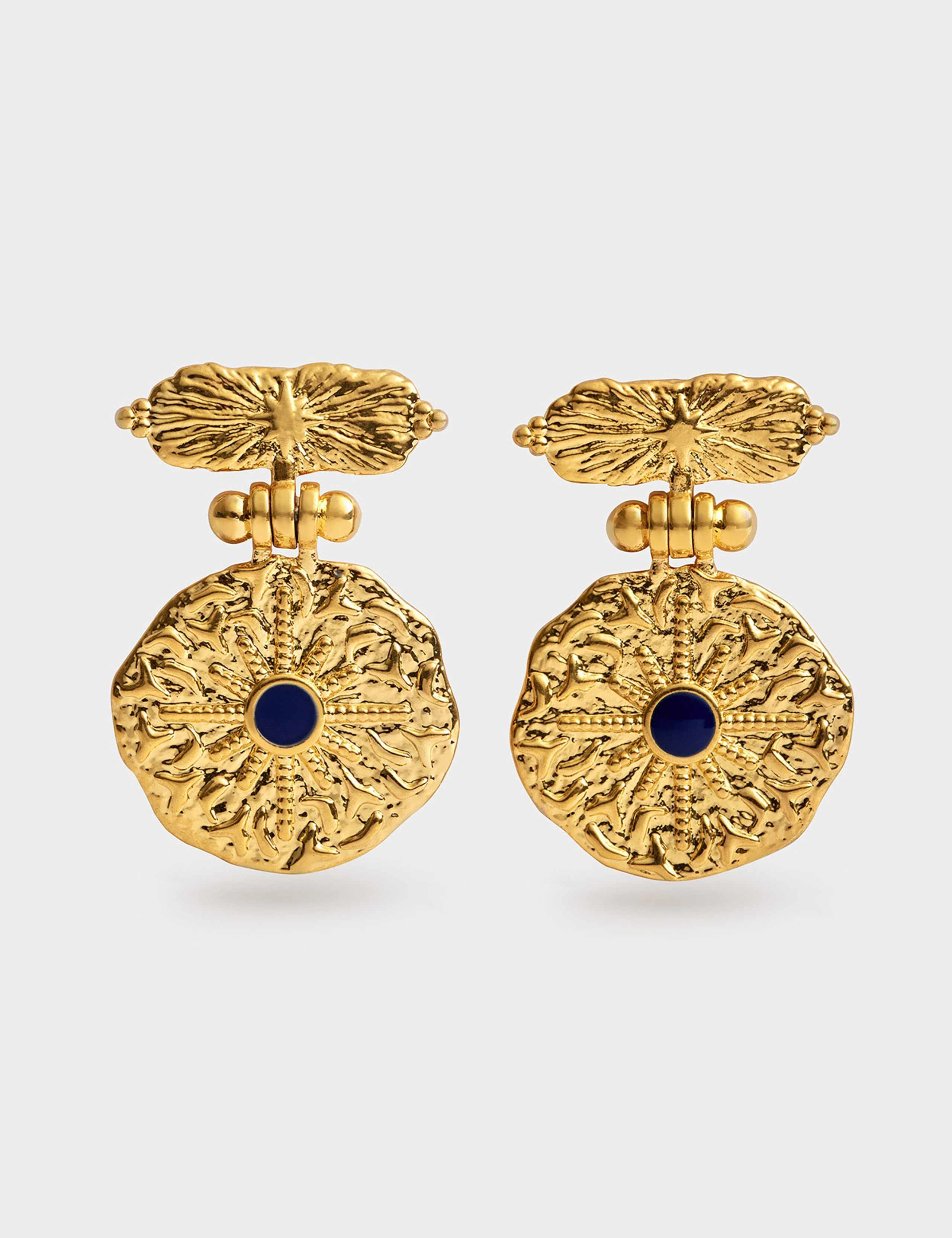 Gold Plated Semi-Precious Statement Earrings 2 of 3