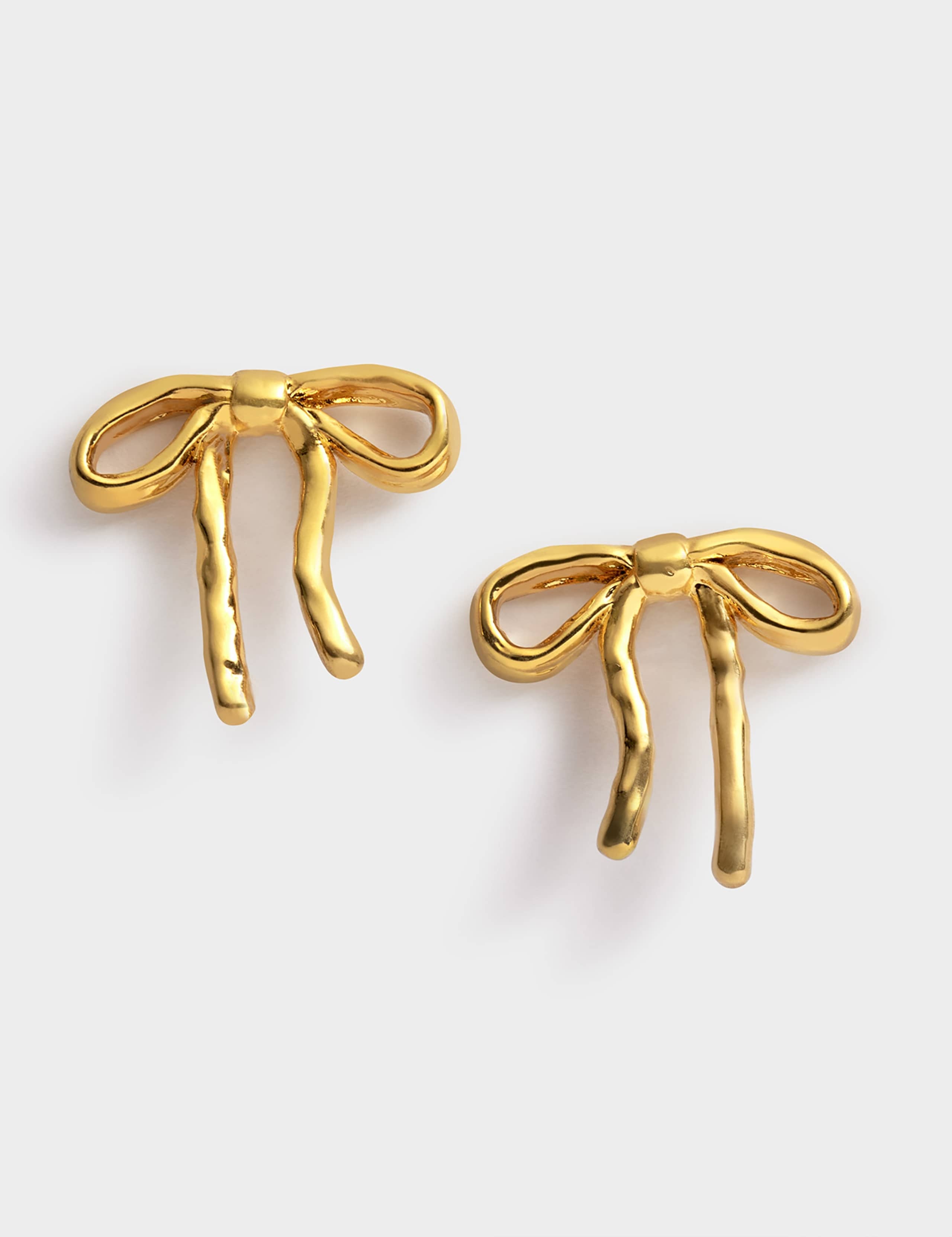 Gold Plated Bow Stud Earrings 2 of 3