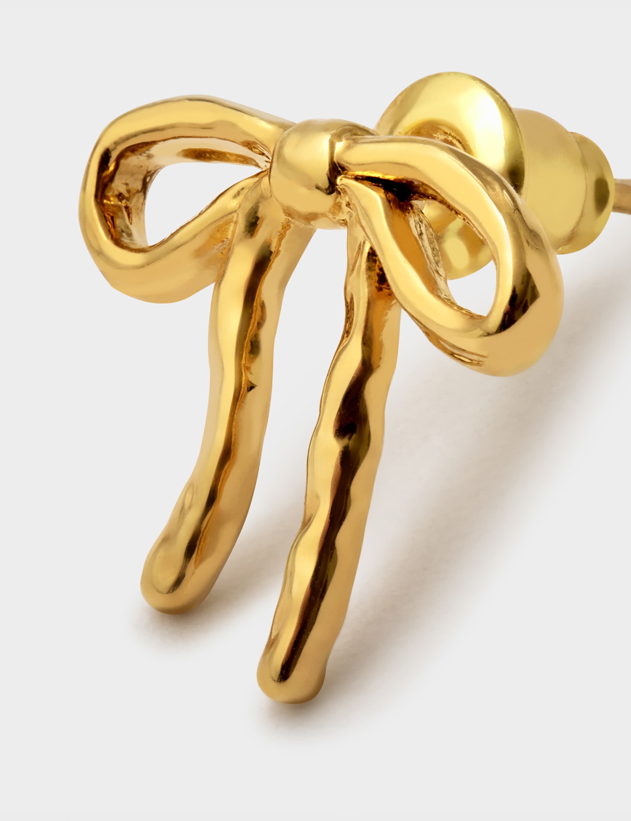 Gold Plated Bow Stud Earrings 3 of 3