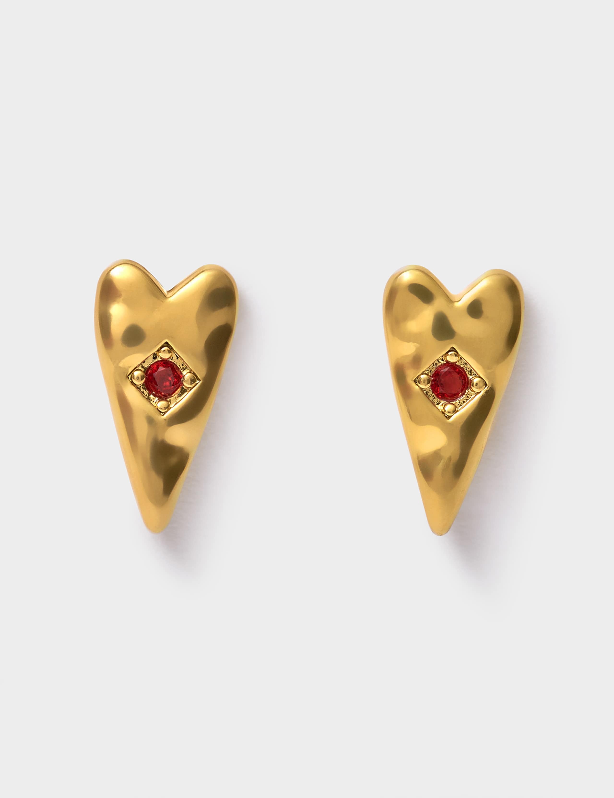 Gold Plated Heart Stud Earrings 2 of 3