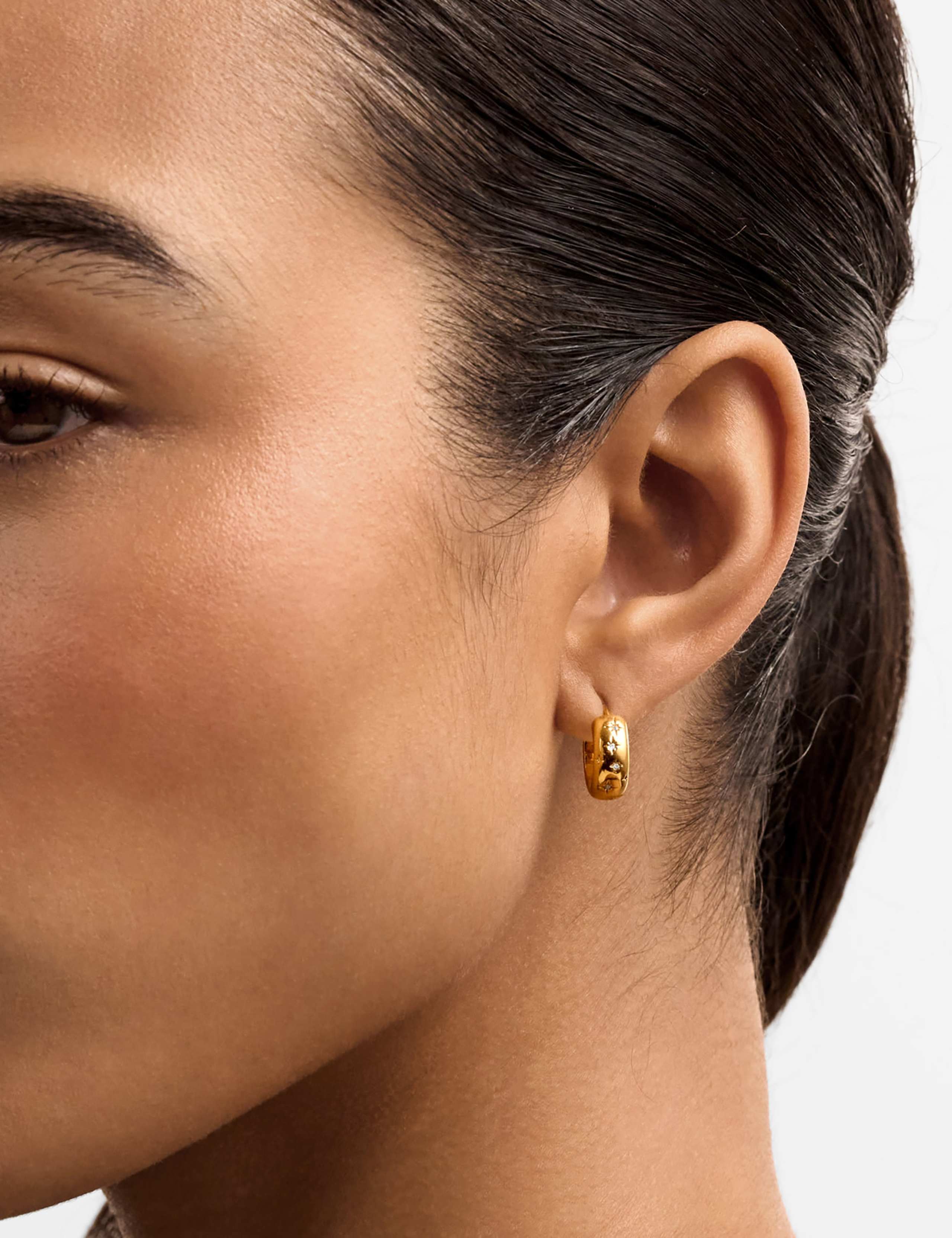 Gold Plated Star Hoop Earrings 1 of 3