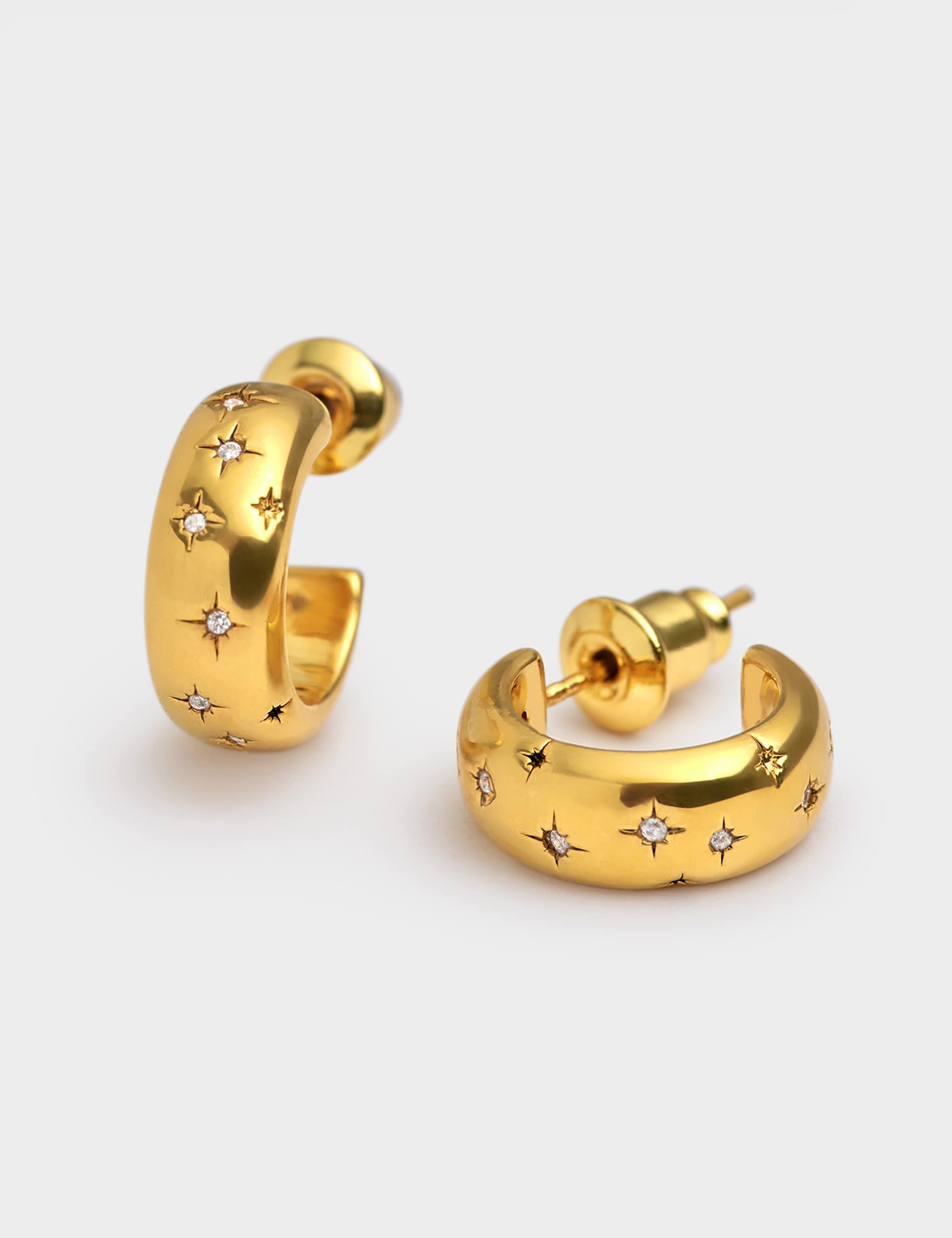 Gold Plated Star Hoop Earrings 2 of 3