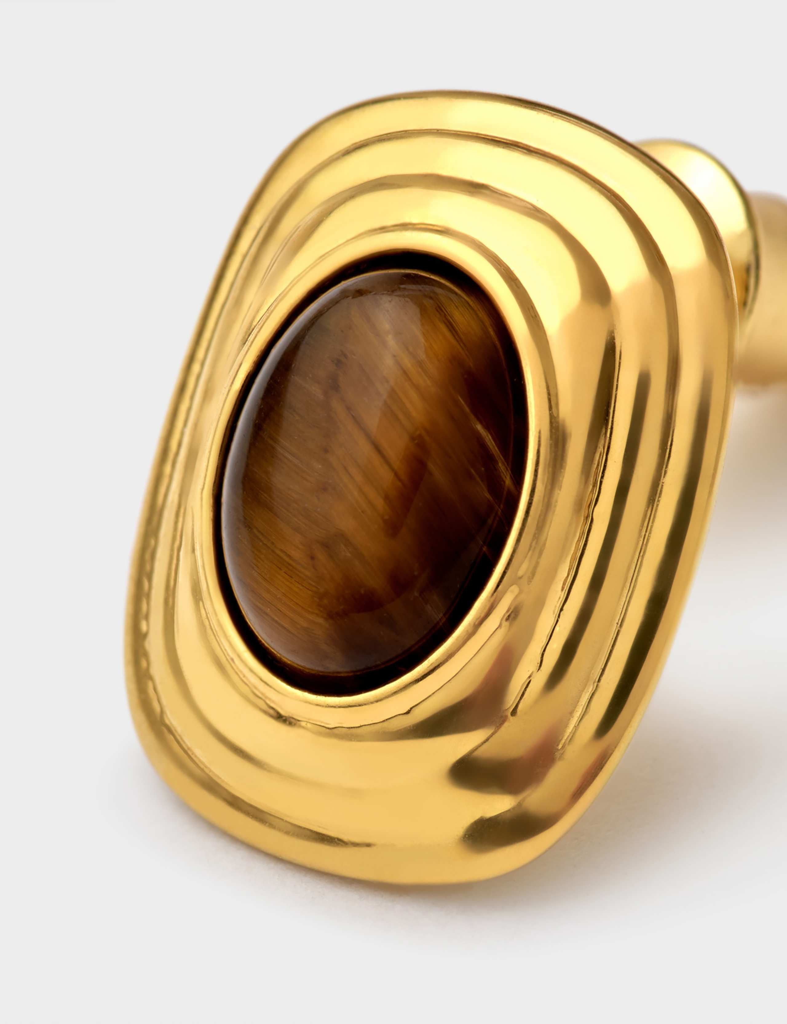 Gold Plated Tiger's Eye Stud Earrings 3 of 3
