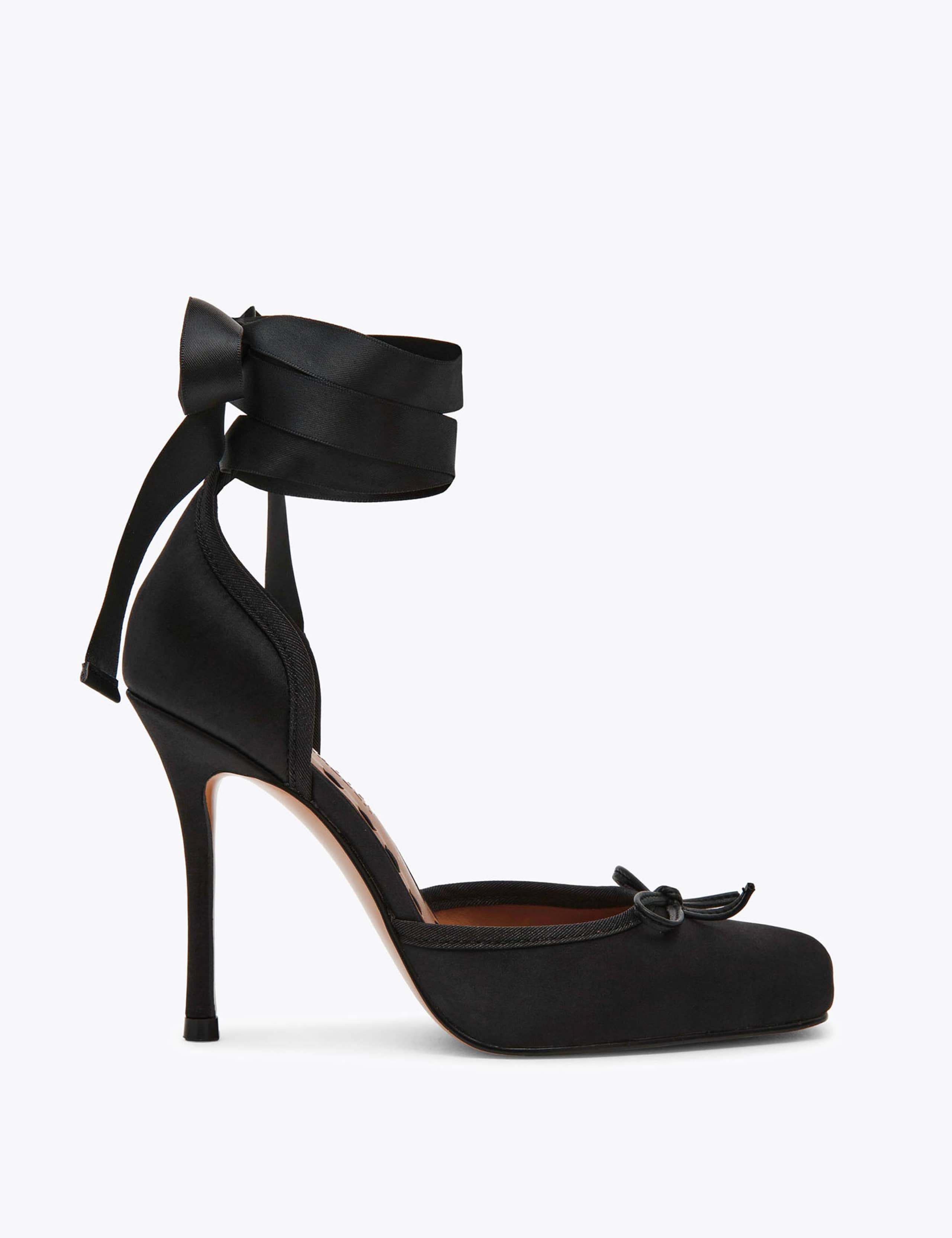 Larina Satin Bow Ankle Strap Stiletto Heels 1 of 4