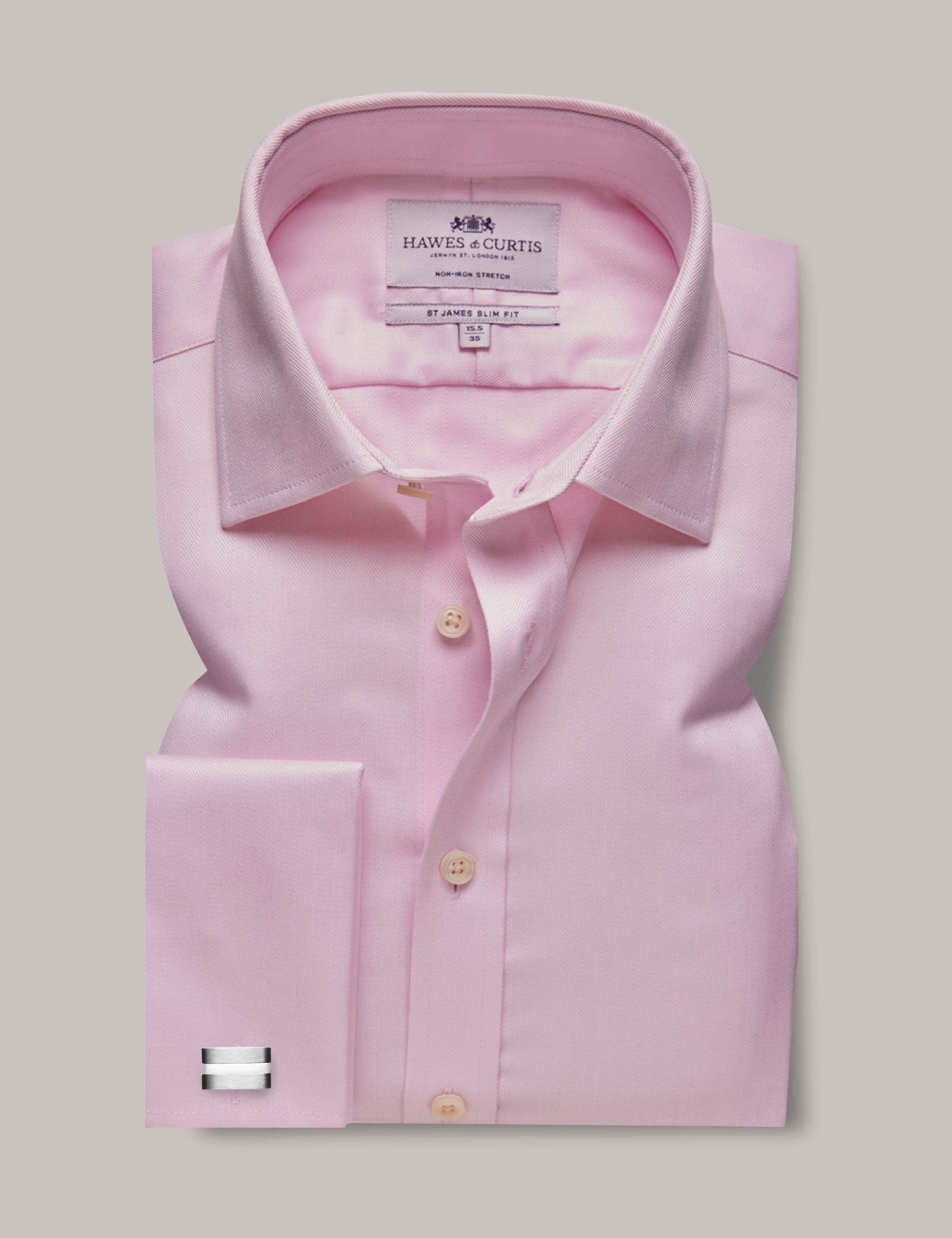 Slim Fit Non-Iron Pure Cotton Herringbone Shirt 1 of 3