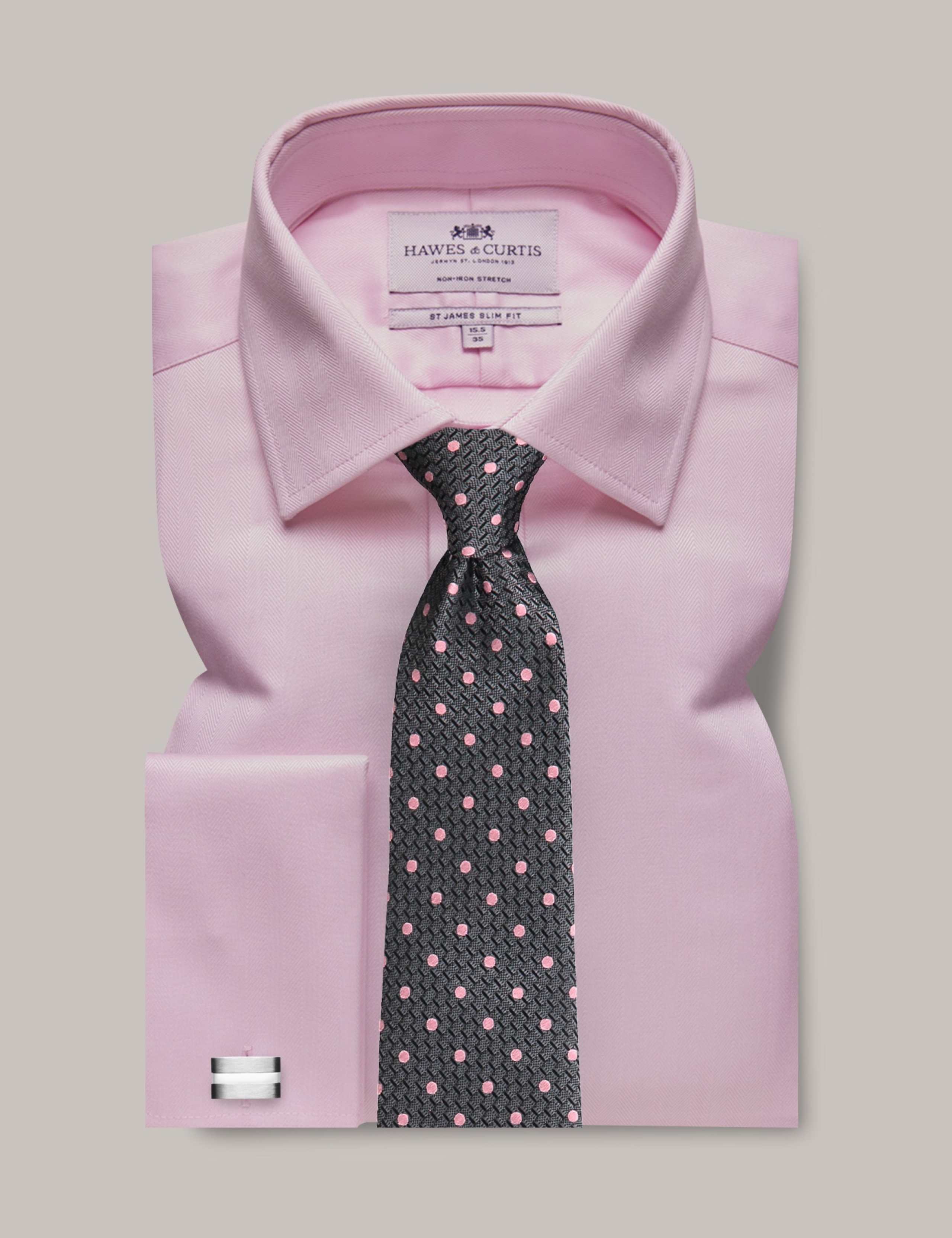 Slim Fit Non-Iron Pure Cotton Herringbone Shirt 2 of 3