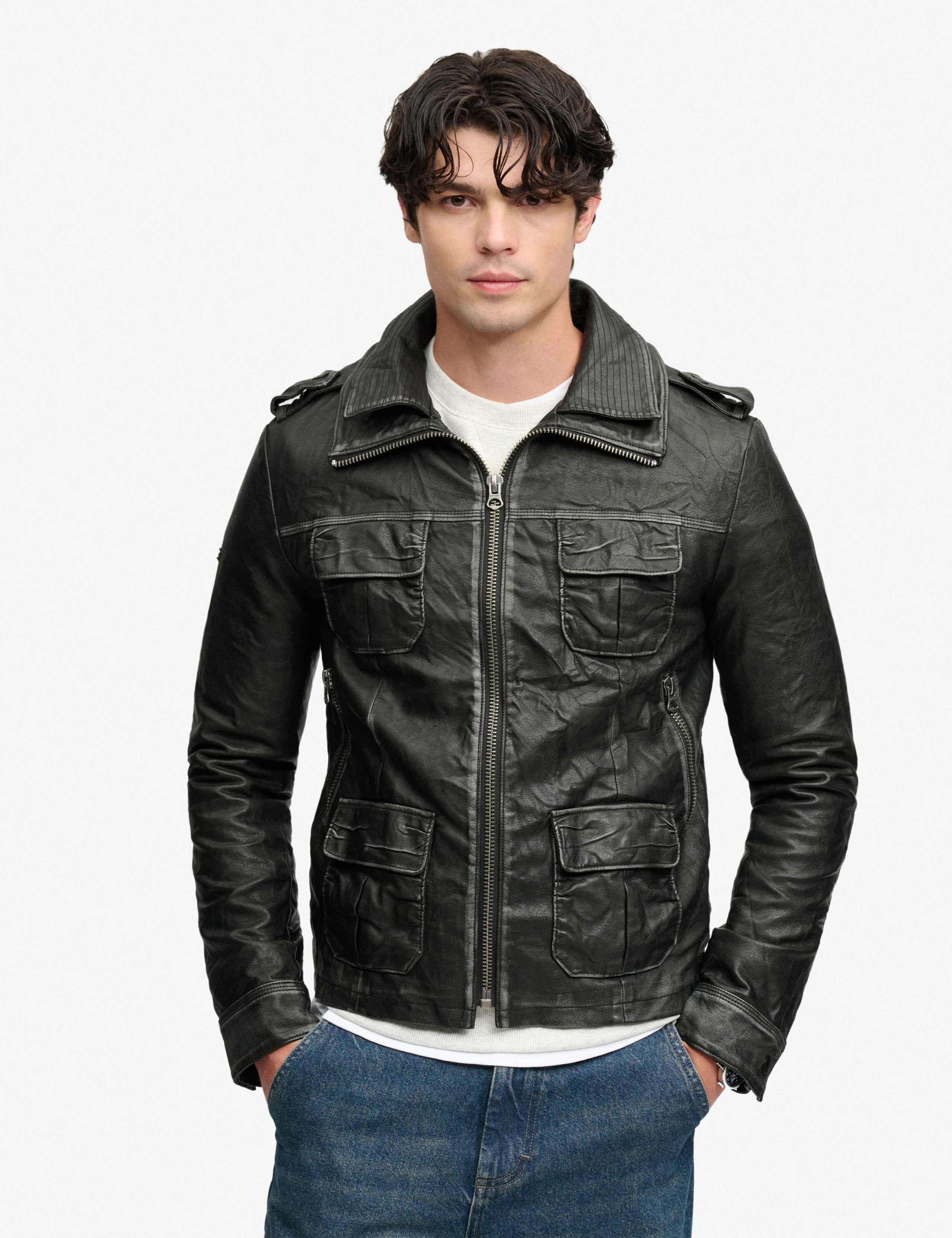Faux Leather Double Collar Jacket 3 of 9