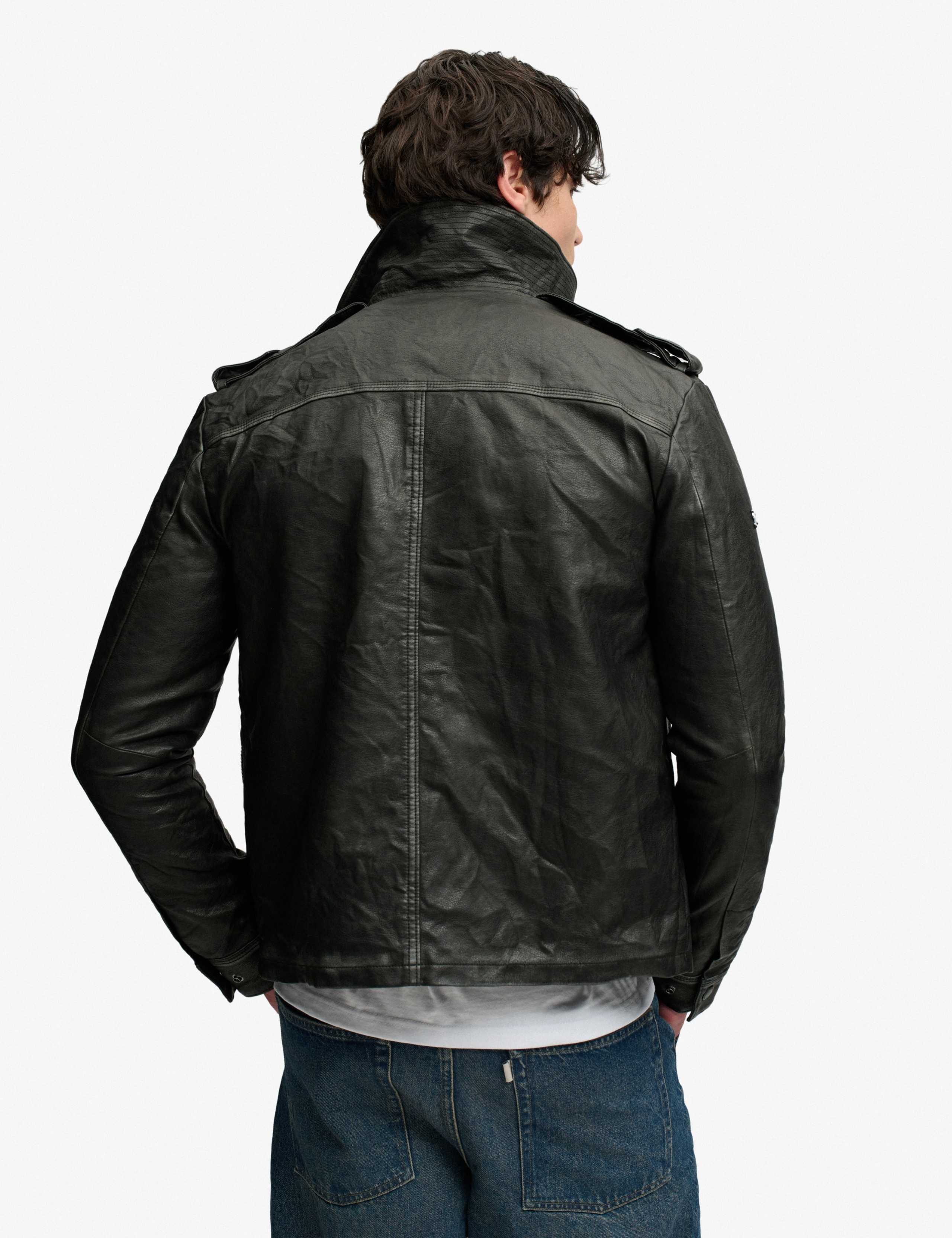 Faux Leather Double Collar Jacket 5 of 9