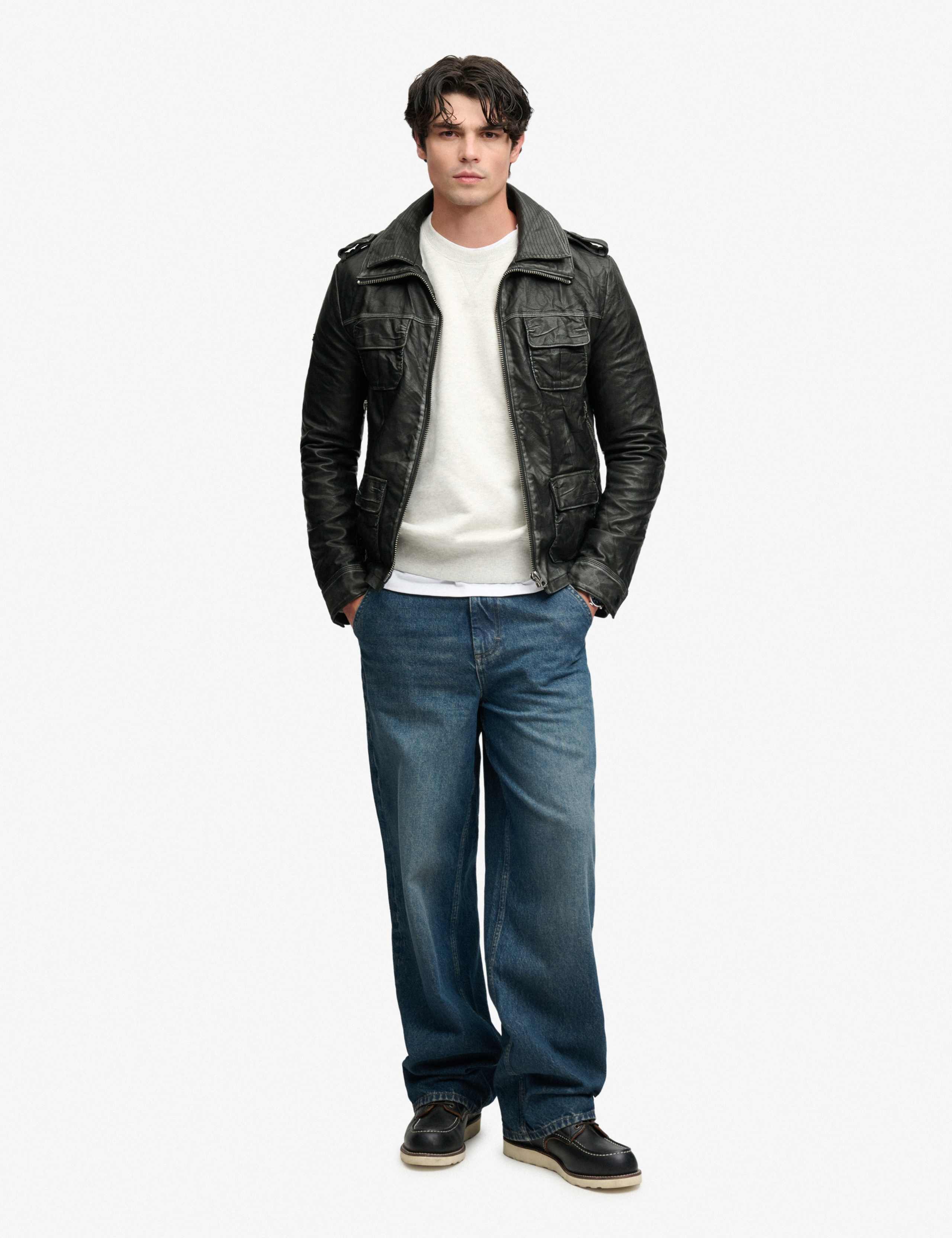 Faux Leather Double Collar Jacket 6 of 9