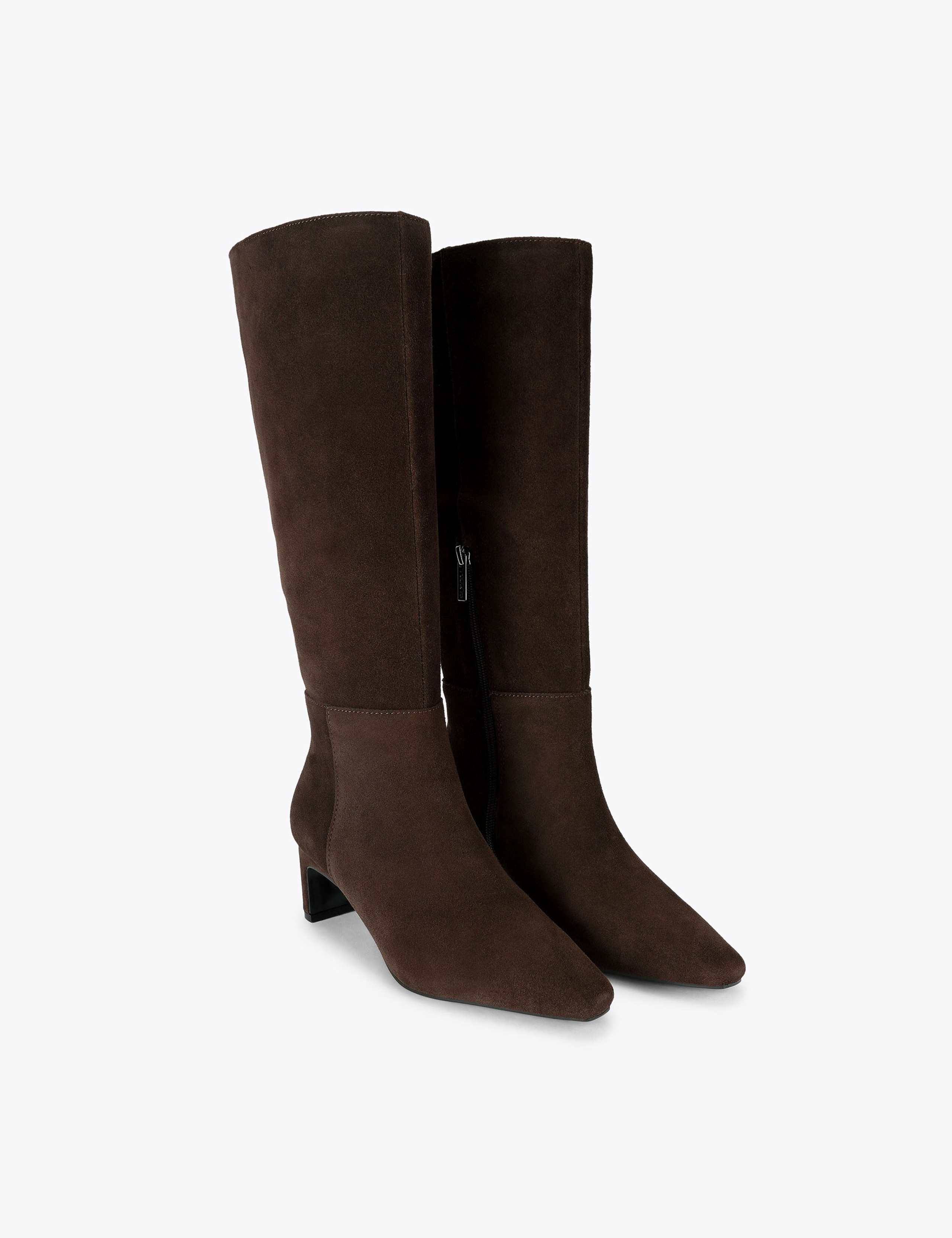 Suede Block Heel Knee High Boots 2 of 4