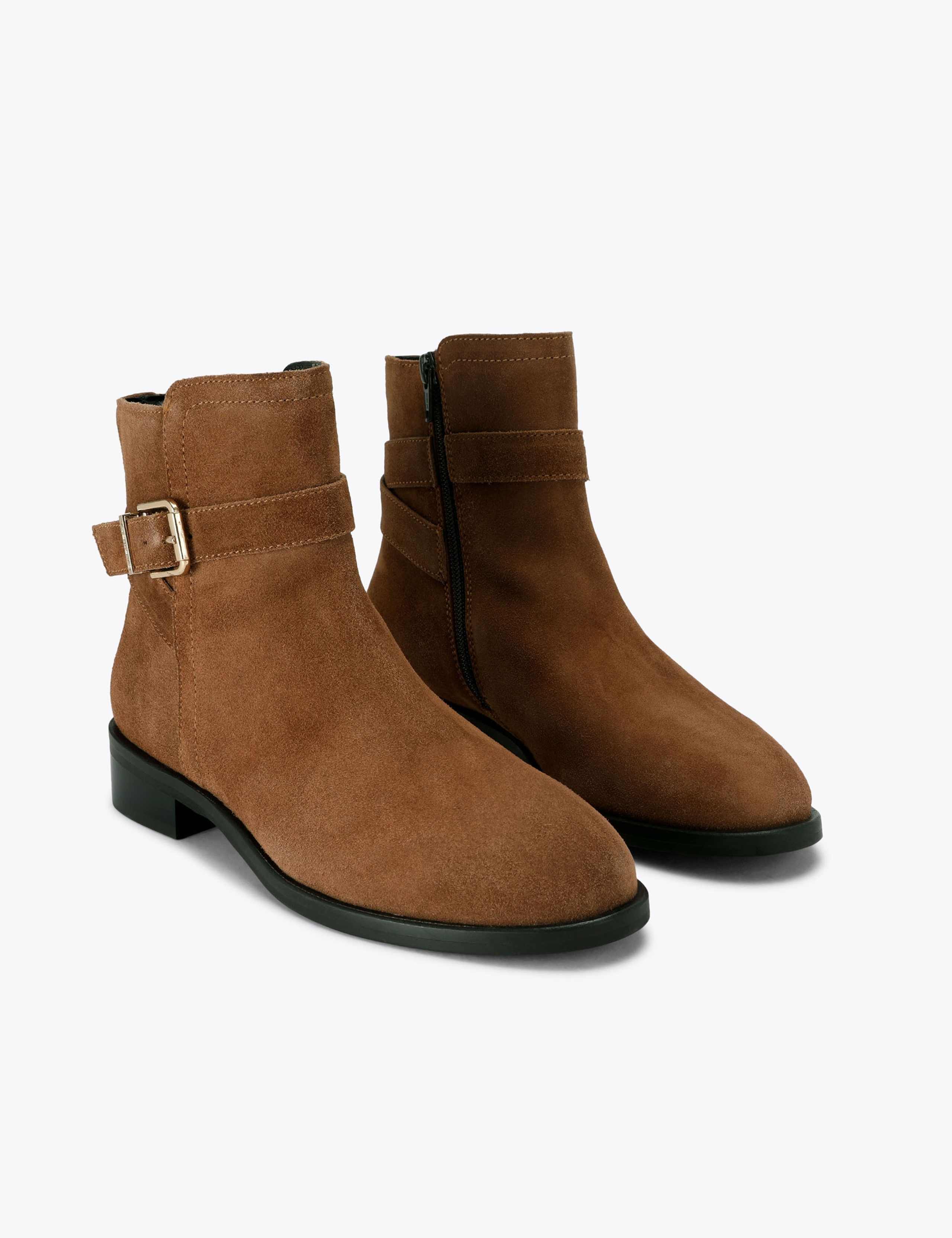 Suede Buckle Flat Ankle Boots 3 of 4