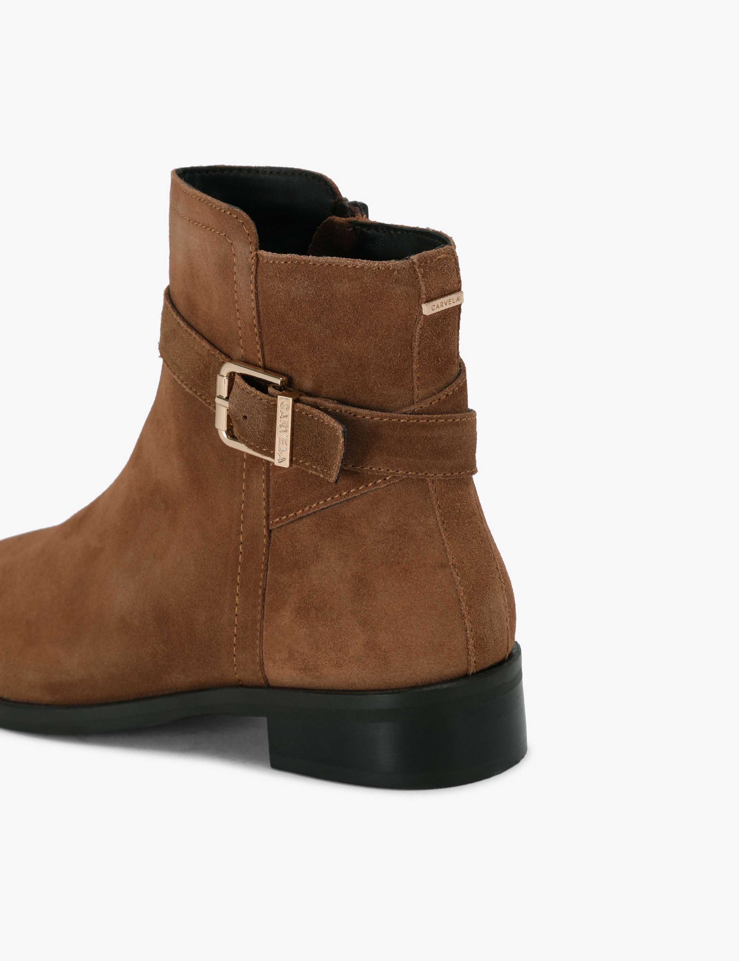 Suede Buckle Flat Ankle Boots 4 of 4