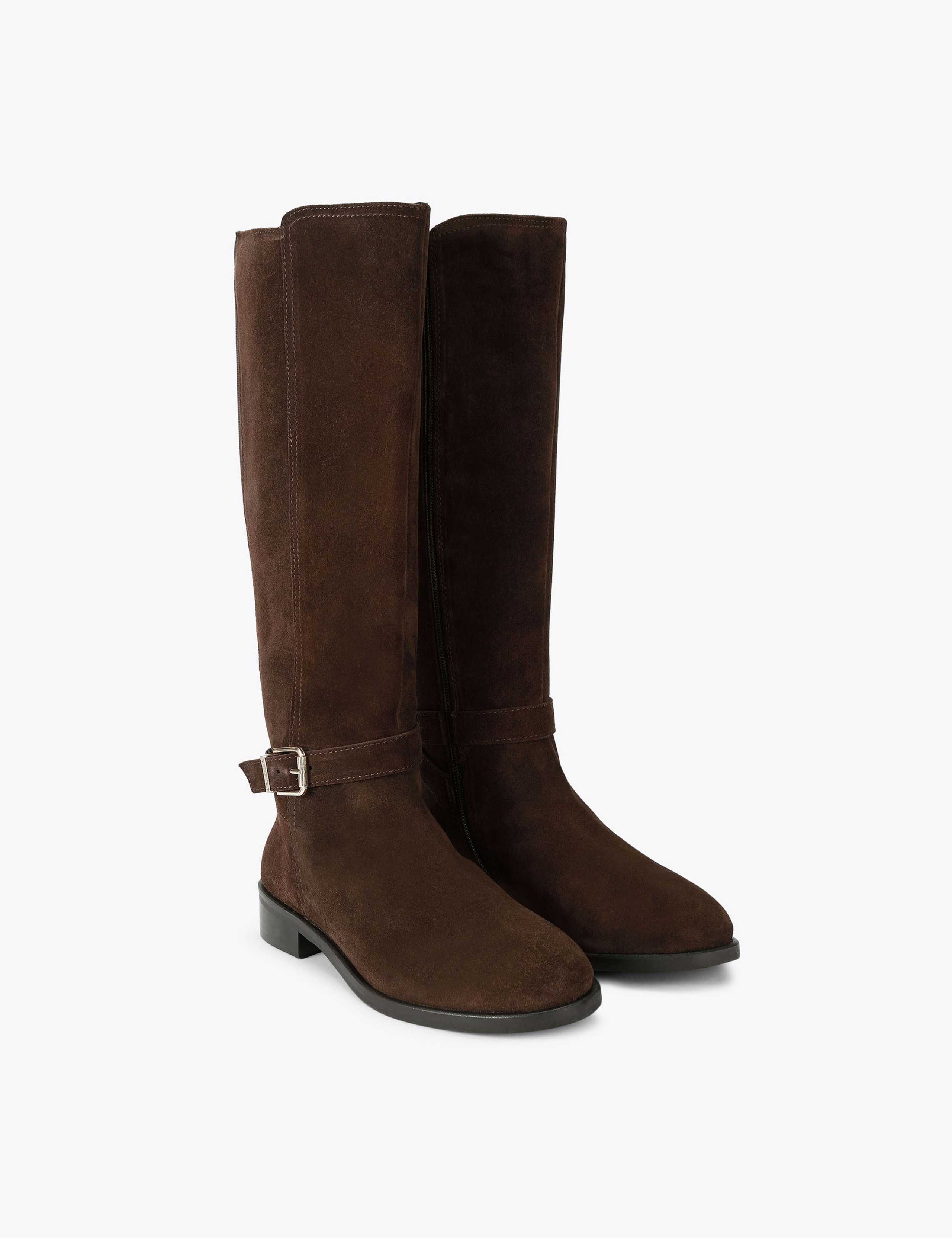 Suede Flat Riding Boots 2 of 4