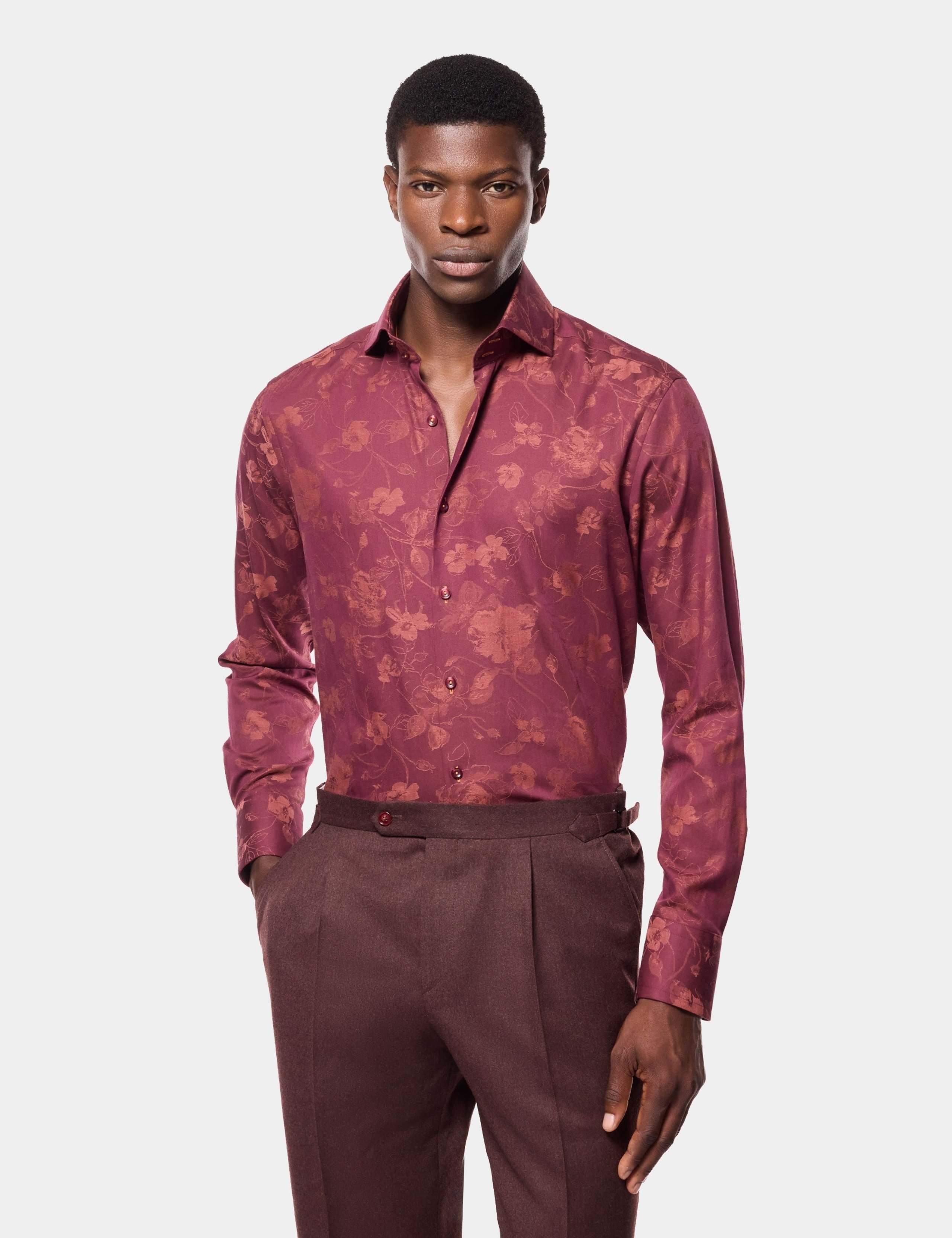 Slim Fit Pure Cotton Floral Dress Shirt 1 of 5