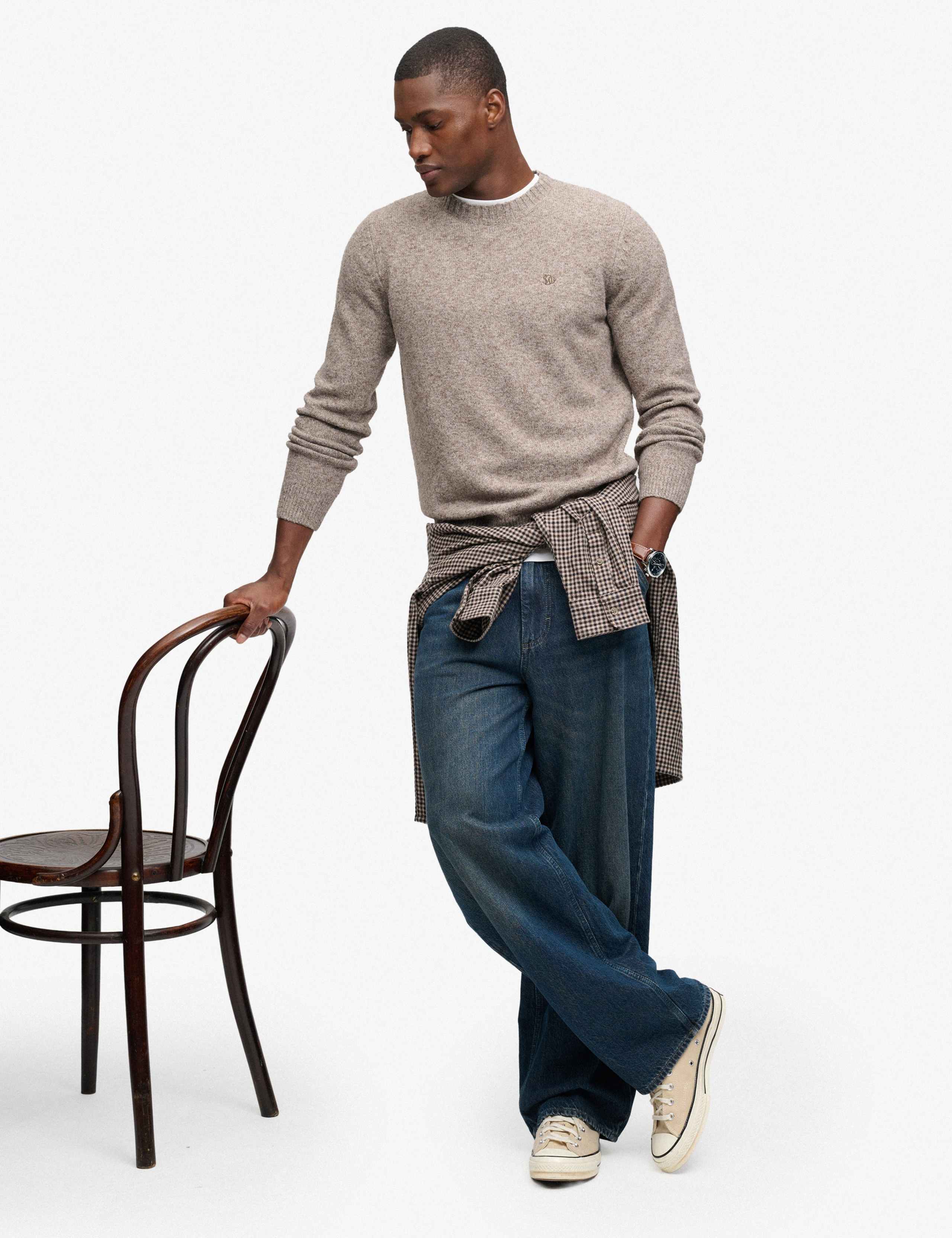 Cotton Blend Cable Crew Neck Jumper 5 of 7