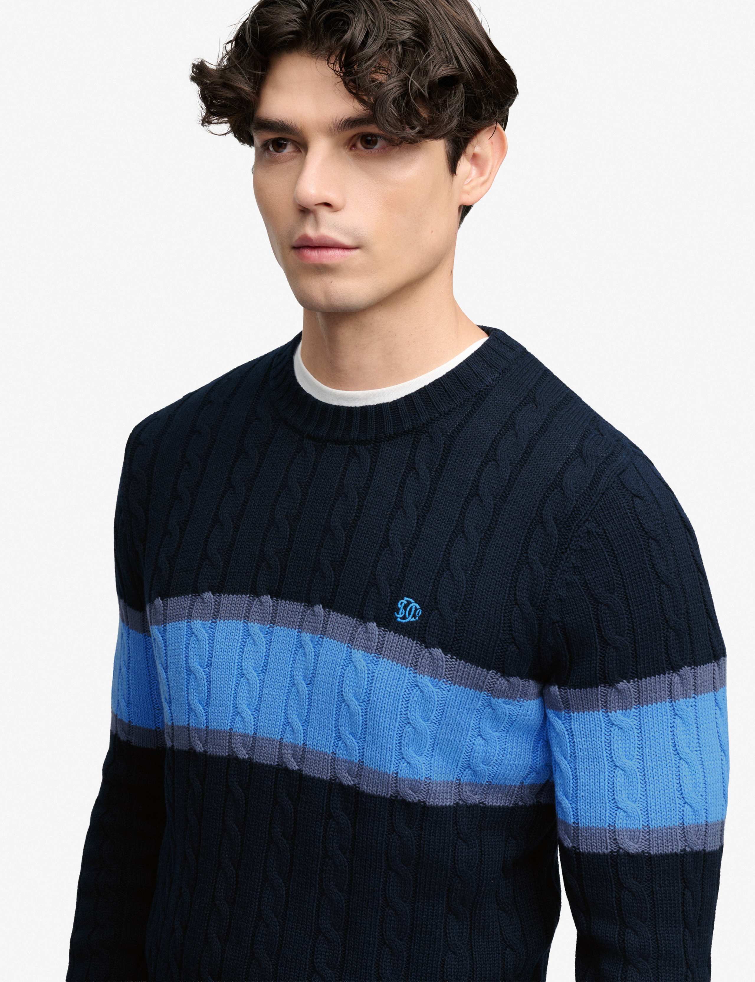 Pure Cotton Striped Cable Jumper 3 of 5