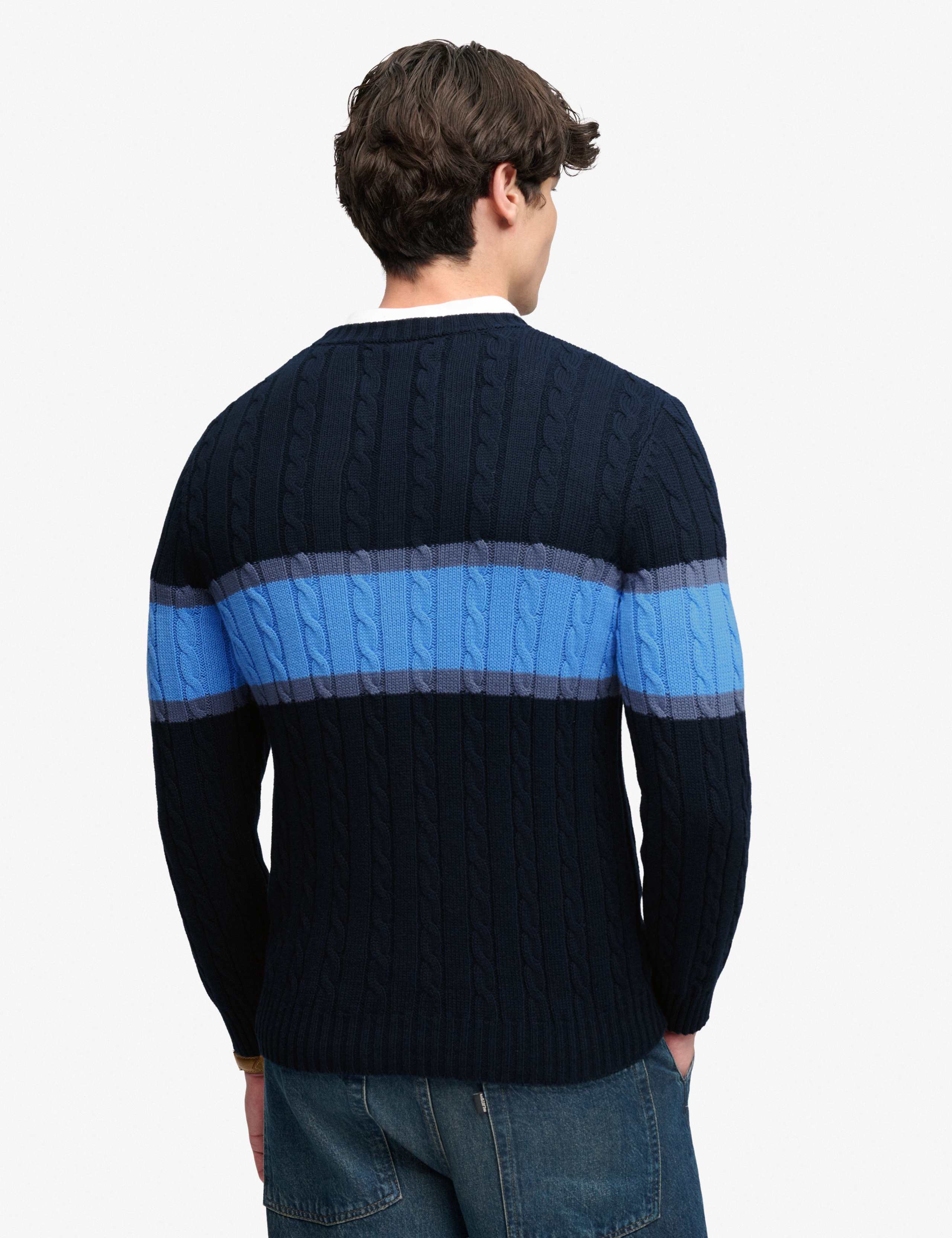 Pure Cotton Striped Cable Jumper 5 of 5