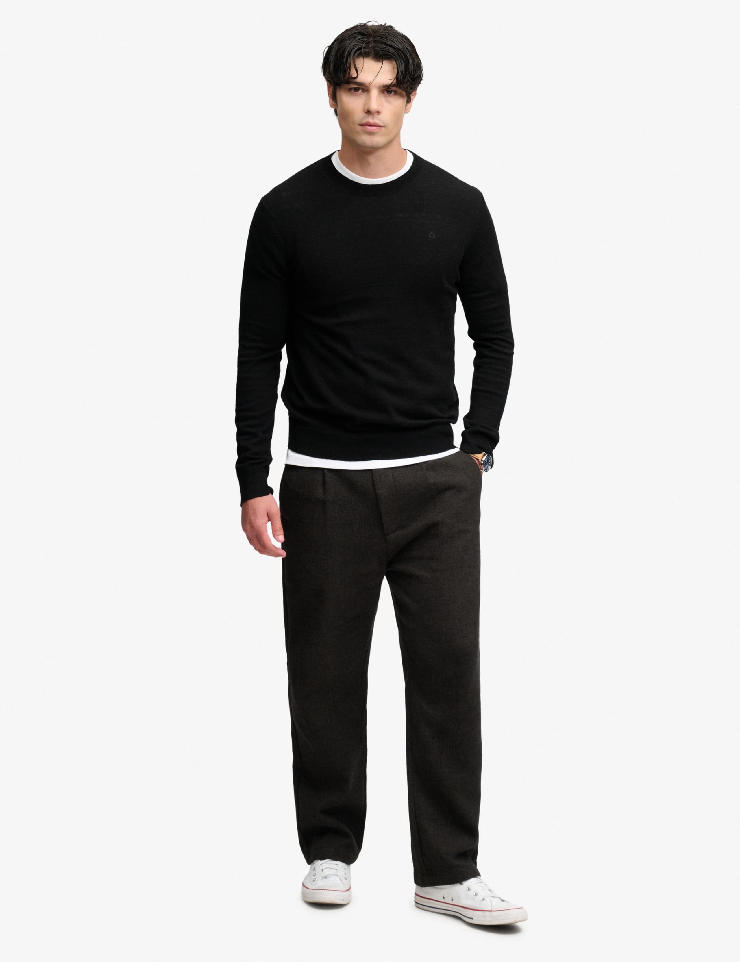 Cotton Rich Crew Neck Jumper with Wool 3 of 7