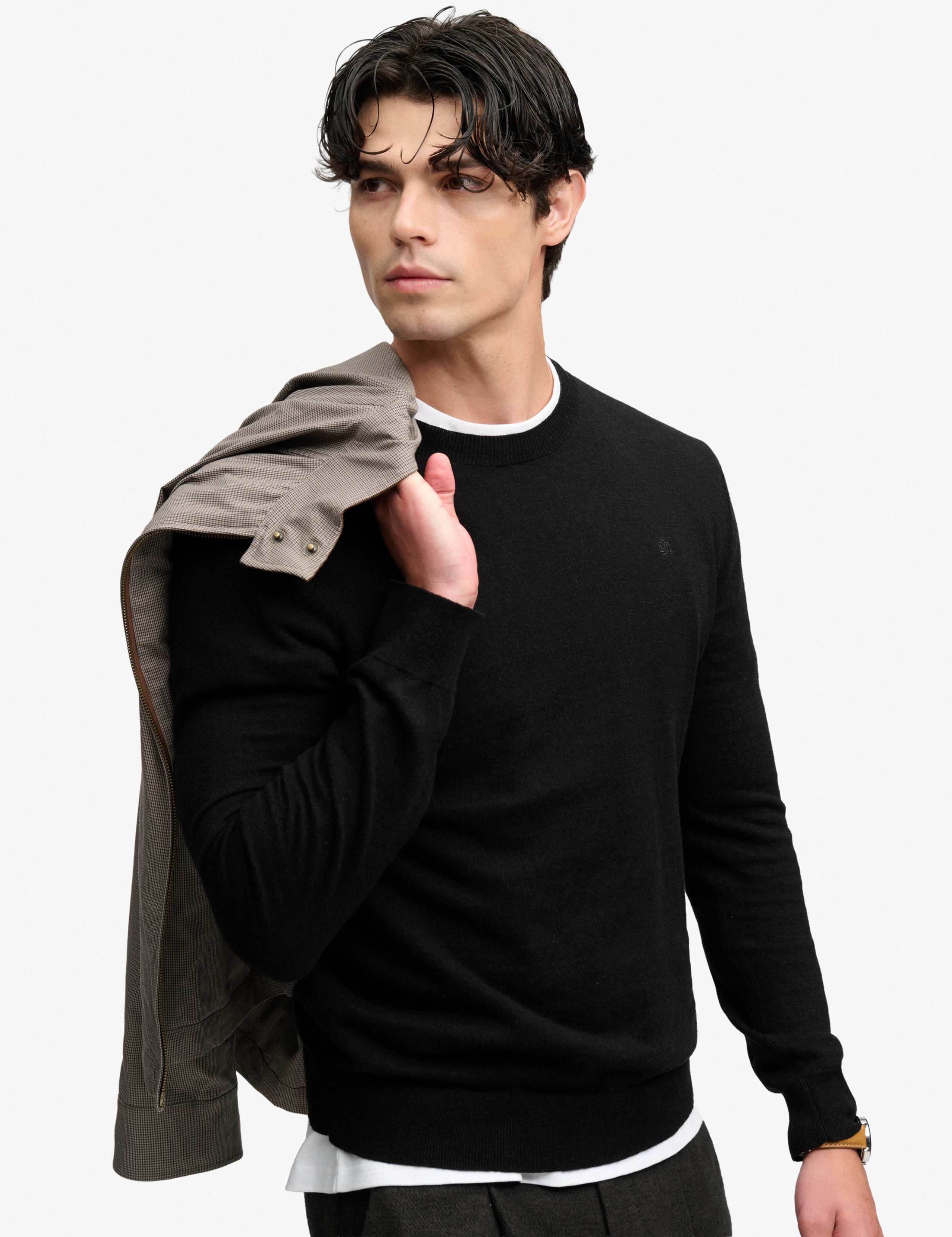 Cotton Rich Crew Neck Jumper with Wool 4 of 7
