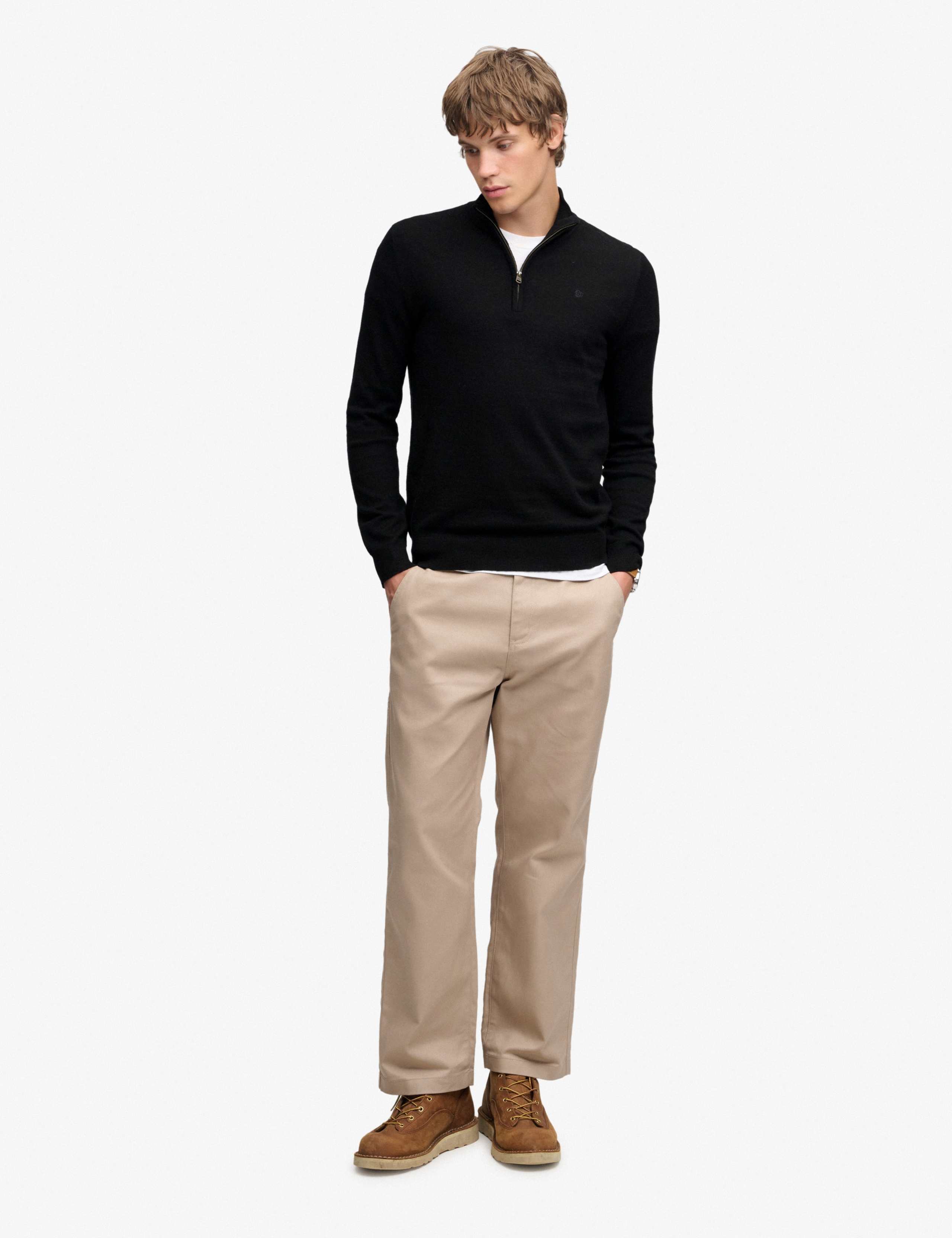 Cotton Rich Half Zip Jumper with Wool 3 of 7