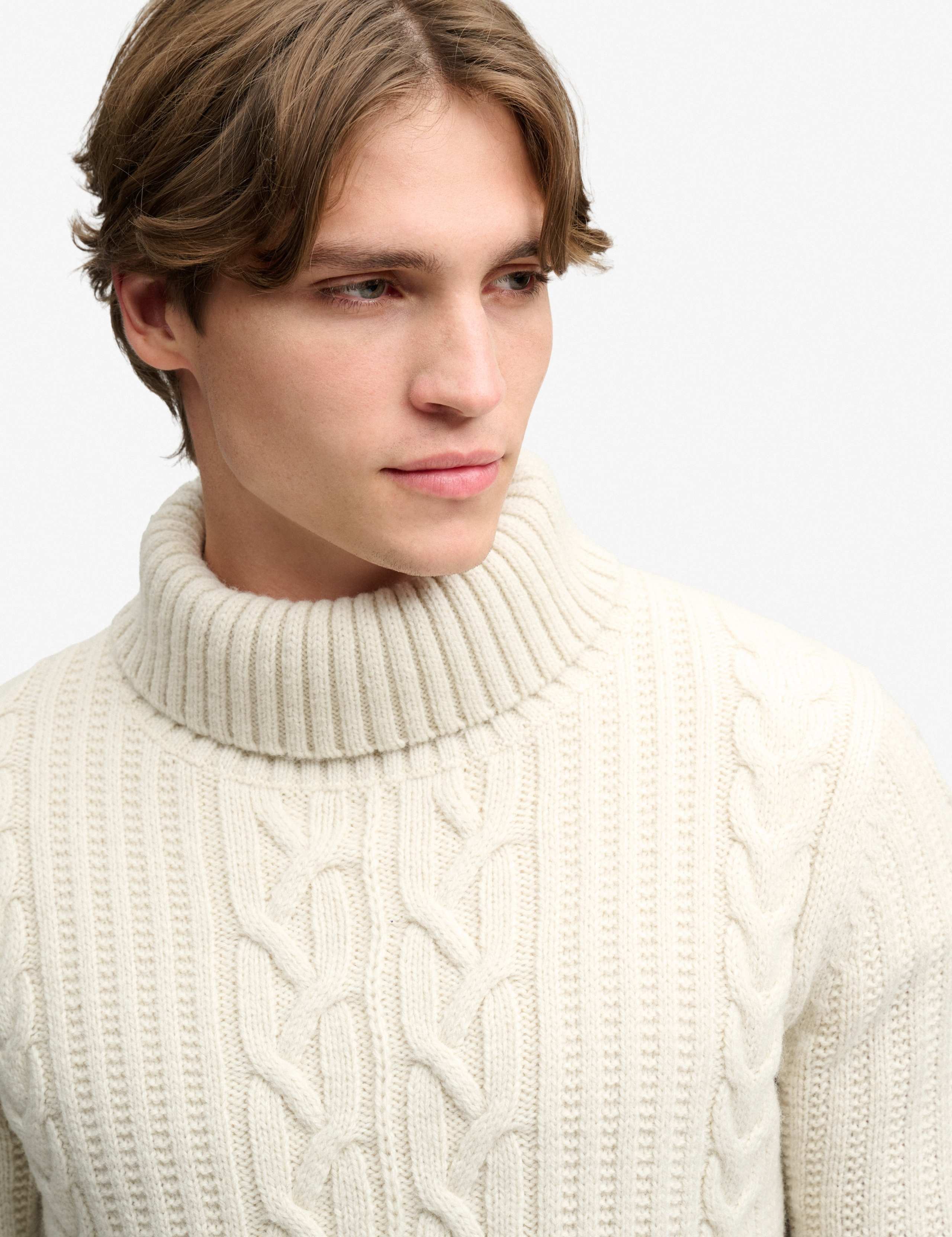 Cable Roll Neck Jumper with Wool 6 of 7