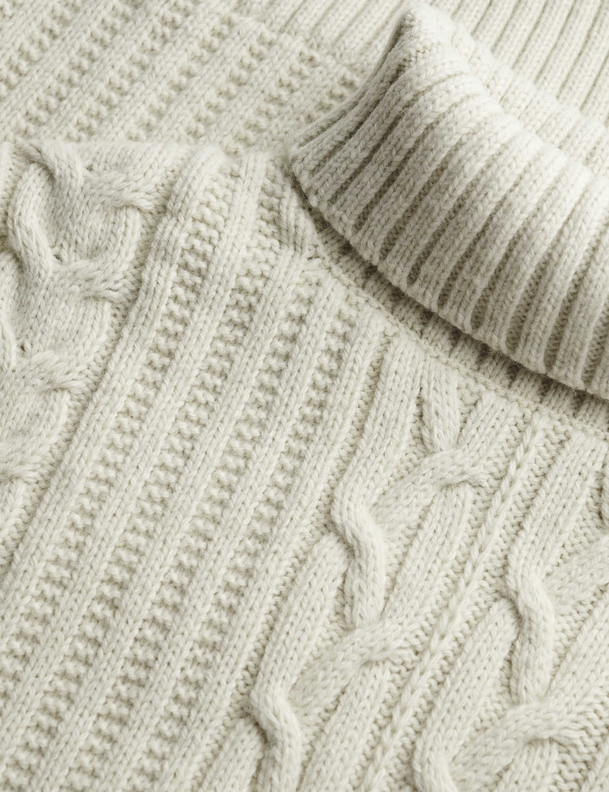 Cable Roll Neck Jumper with Wool 7 of 7