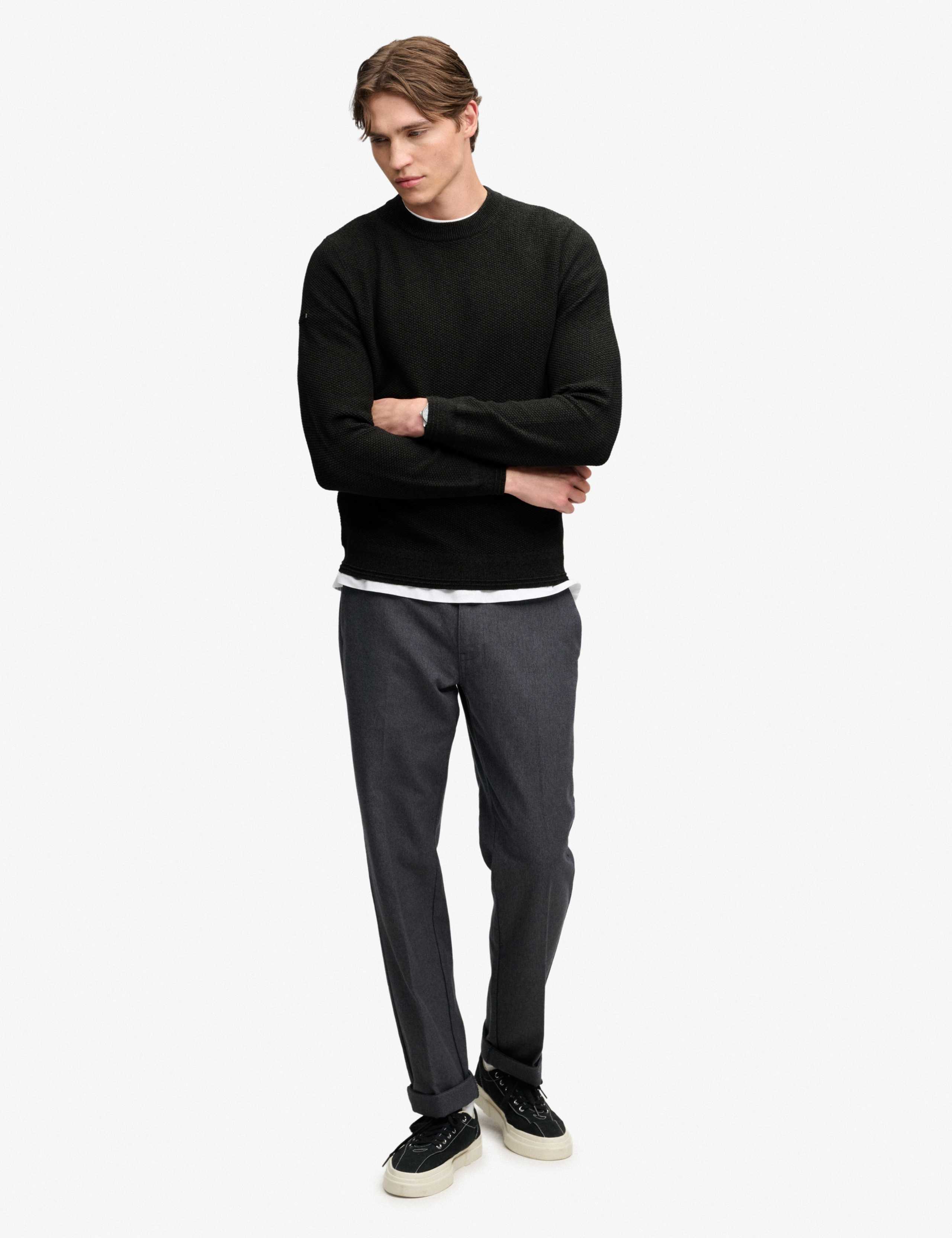 Pure Cotton Textured Crew Neck Jumper 3 of 7