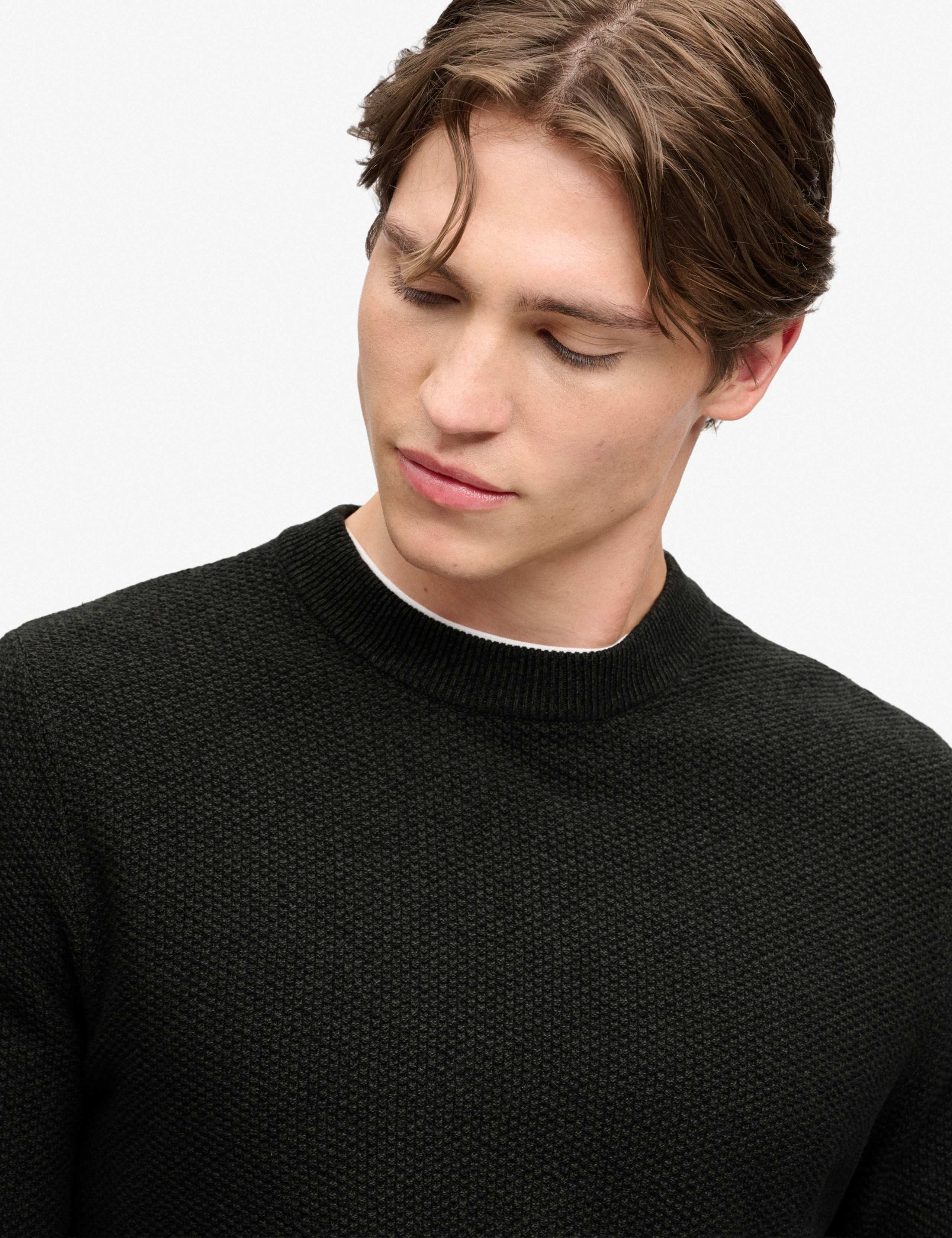 Pure Cotton Textured Crew Neck Jumper 6 of 7