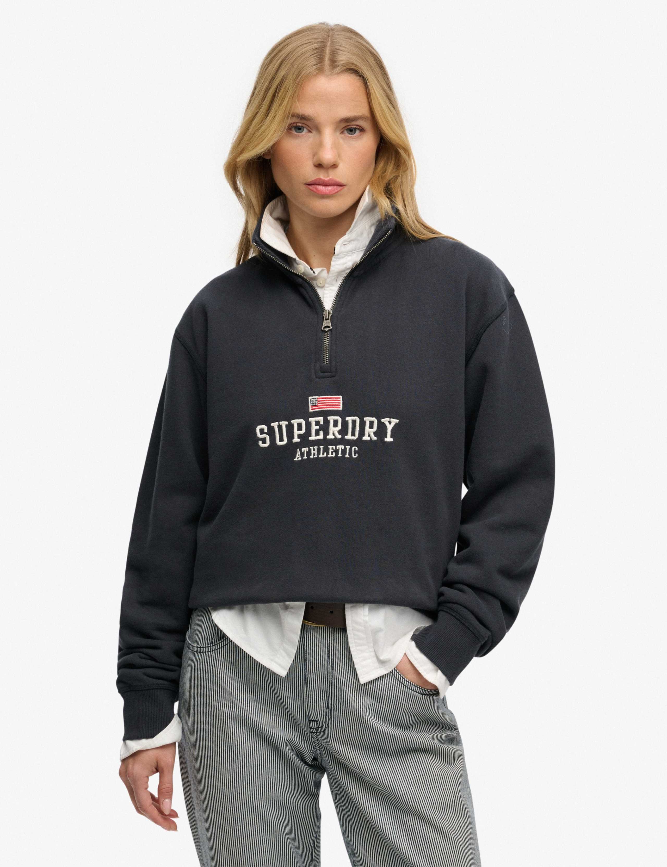 Pure Cotton Relaxed Half Zip Sweatshirt 1 of 7