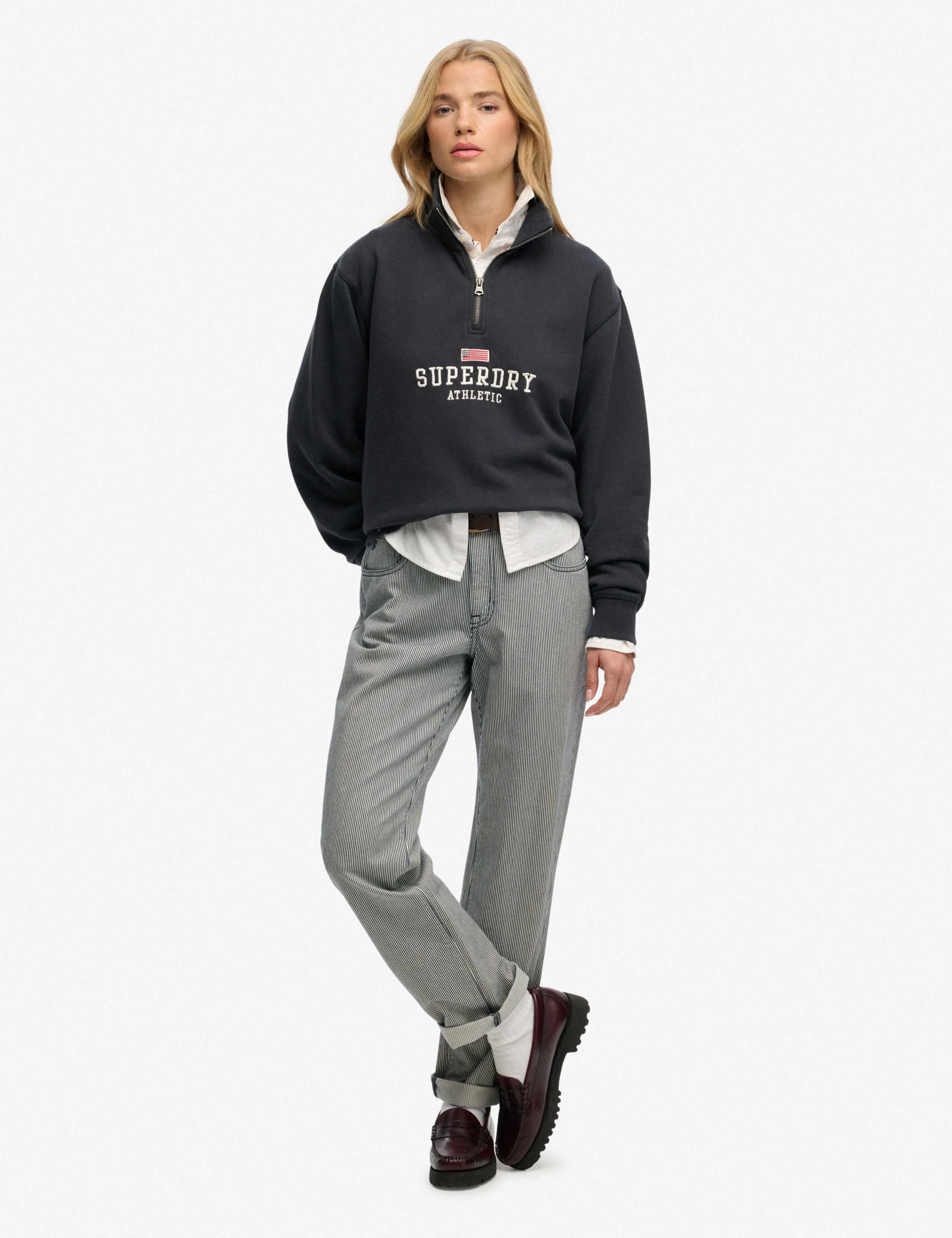 Pure Cotton Relaxed Half Zip Sweatshirt 3 of 7