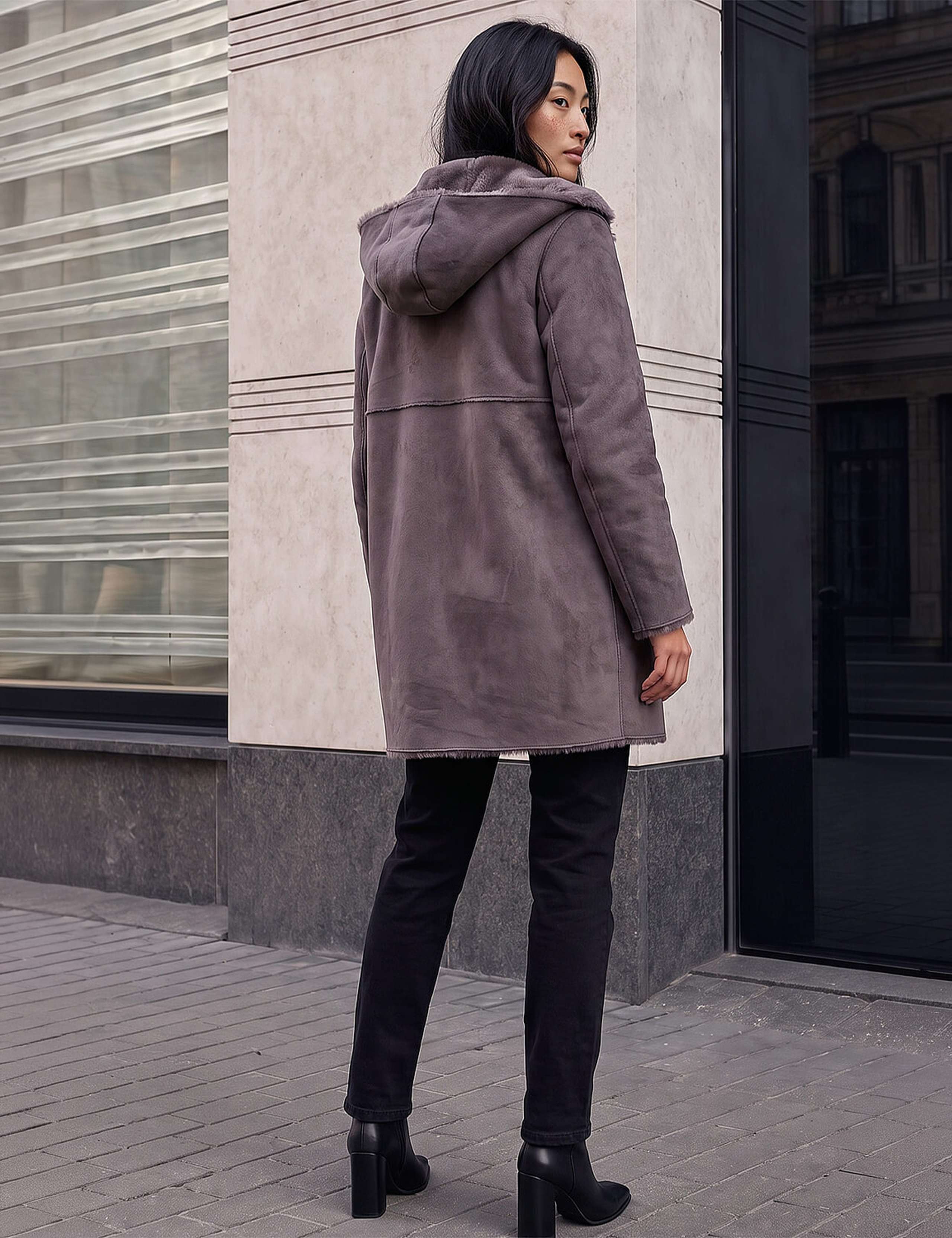 Petite Faux Sheepskin Reversible Hooded Coat 3 of 4