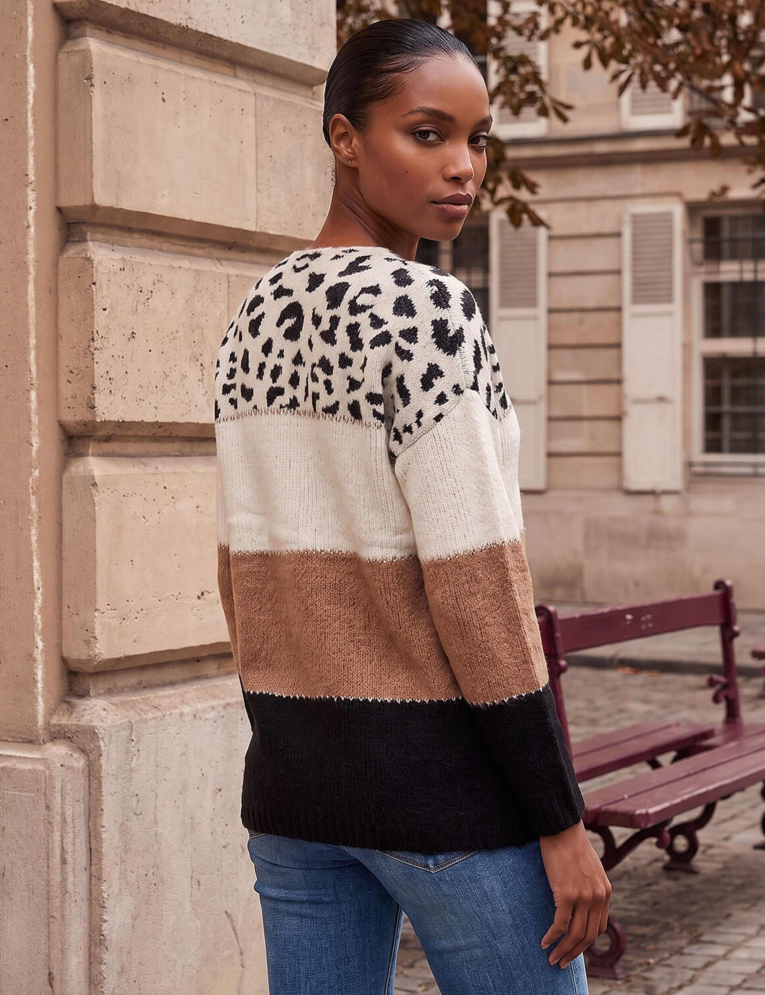 Animal Print Colour Block Jumper 2 of 4