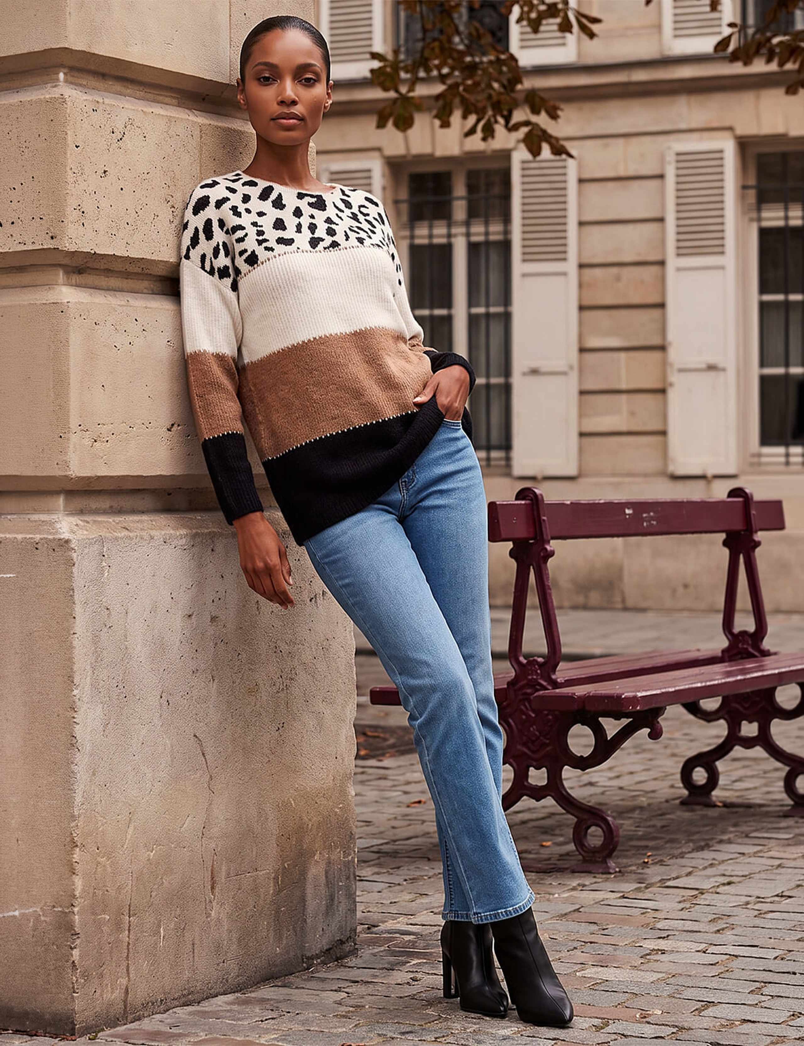 Animal Print Colour Block Jumper 3 of 4