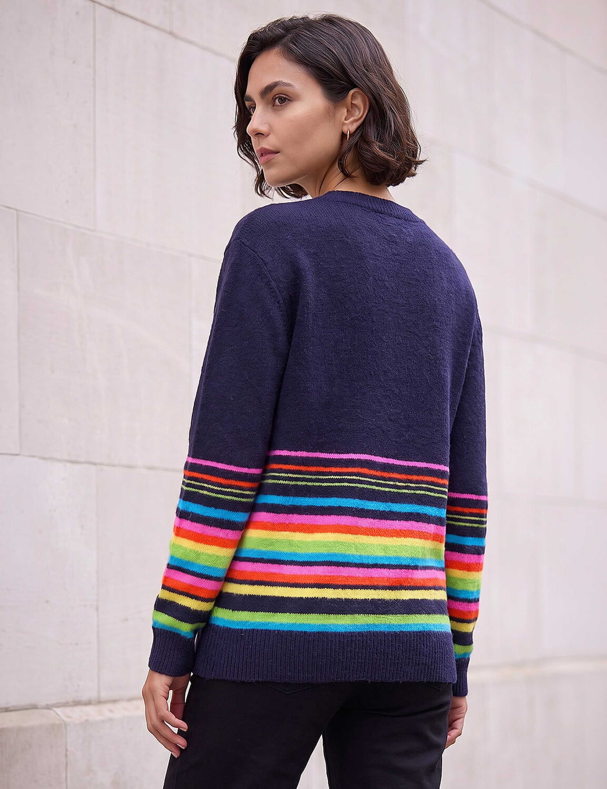 Striped Crew Neck Jumper and Scarf Set 2 of 4