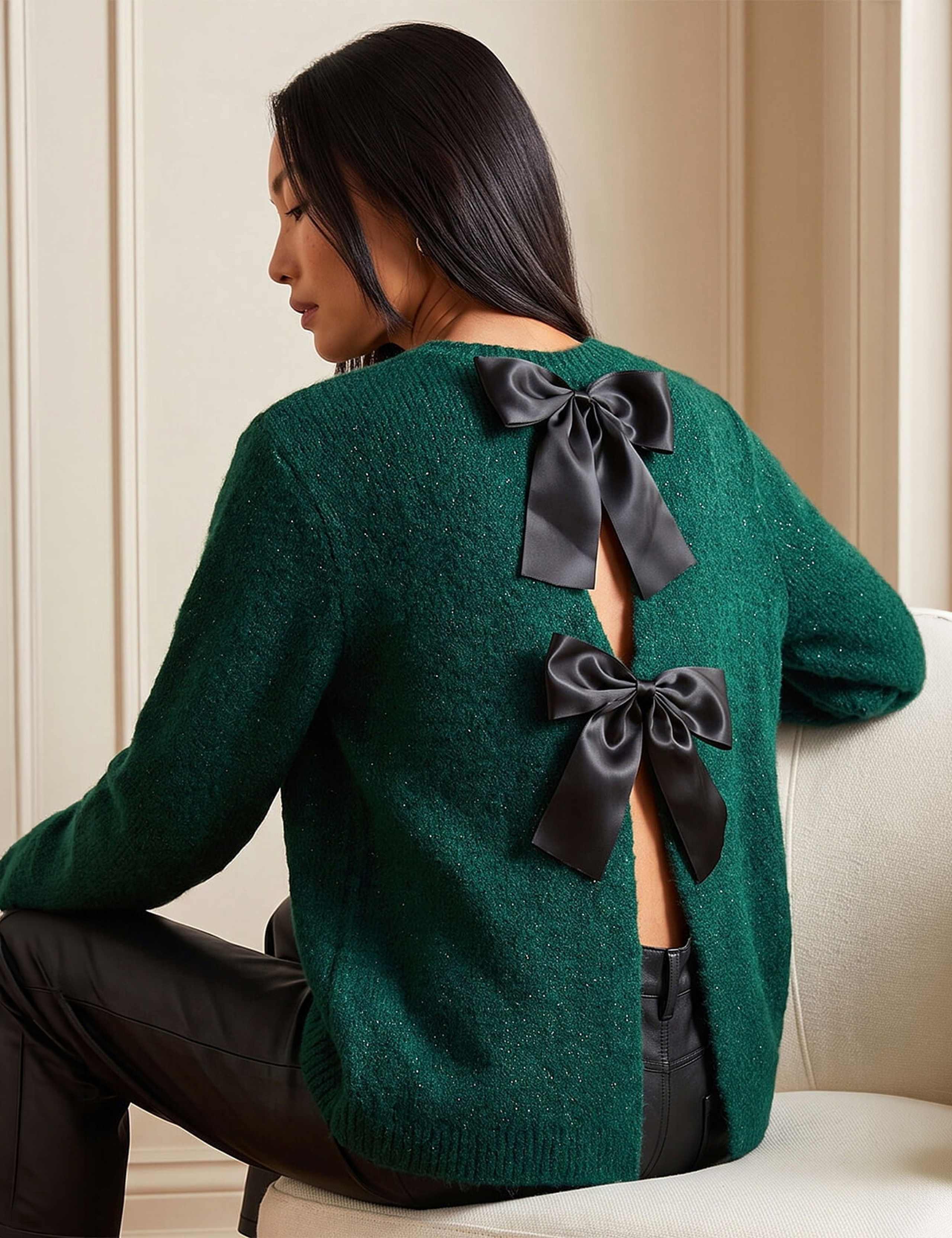 Sparkly Crew Neck Bow Back Jumper 3 of 4
