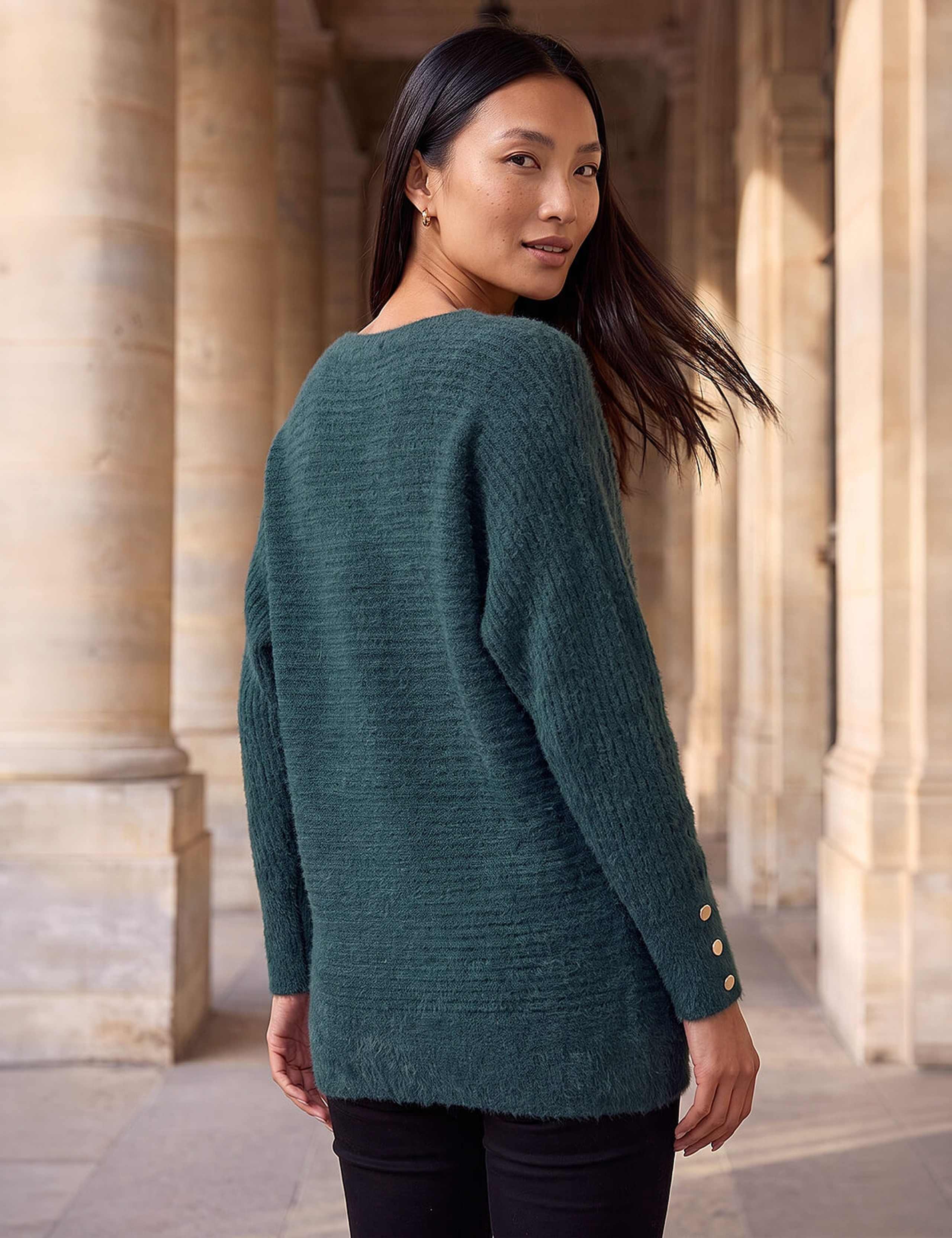 Button Sleeve Fluffy Jumper 2 of 4