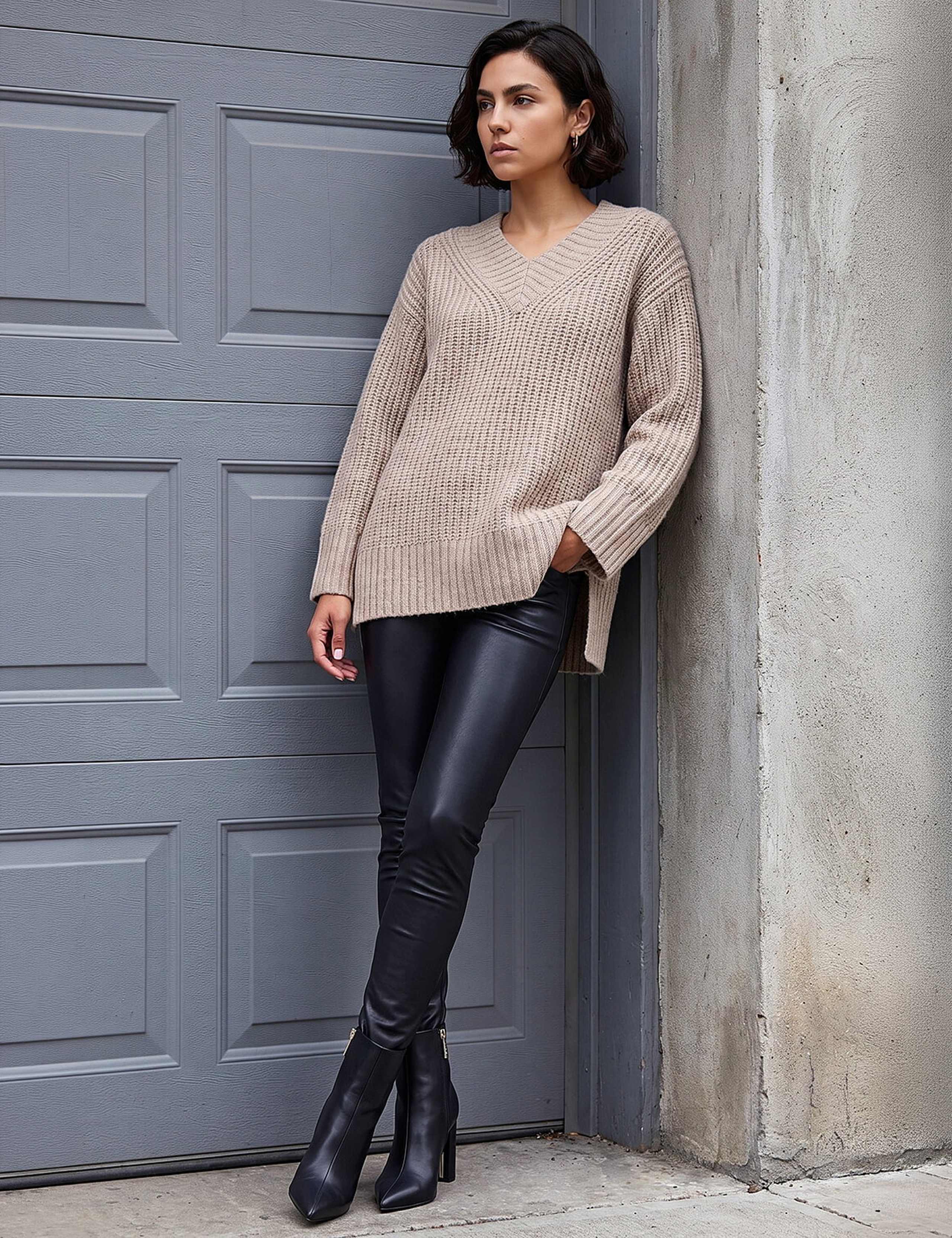 Chunky V-Neck Split Hem Longline Jumper 2 of 4