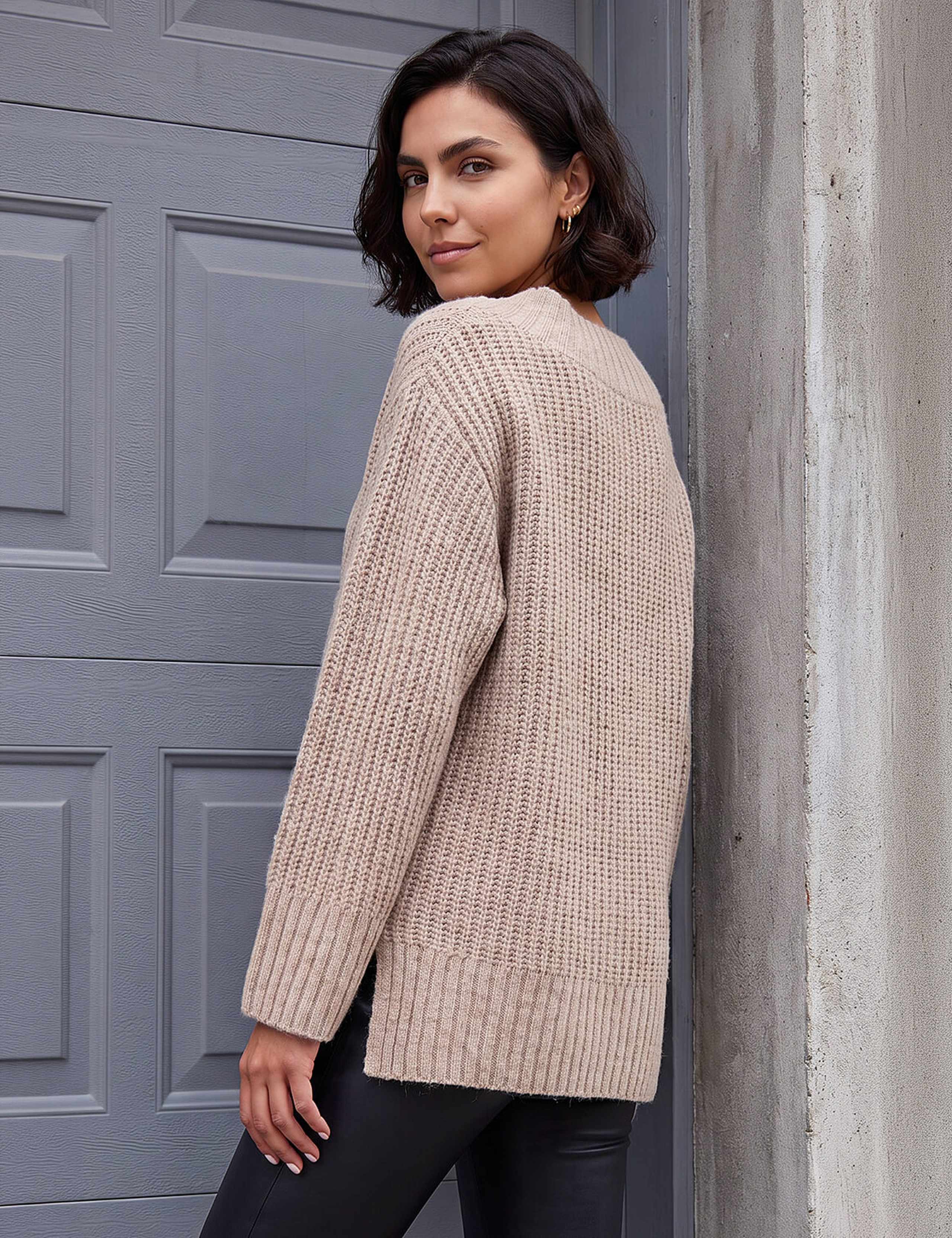 Chunky V-Neck Split Hem Longline Jumper 3 of 4