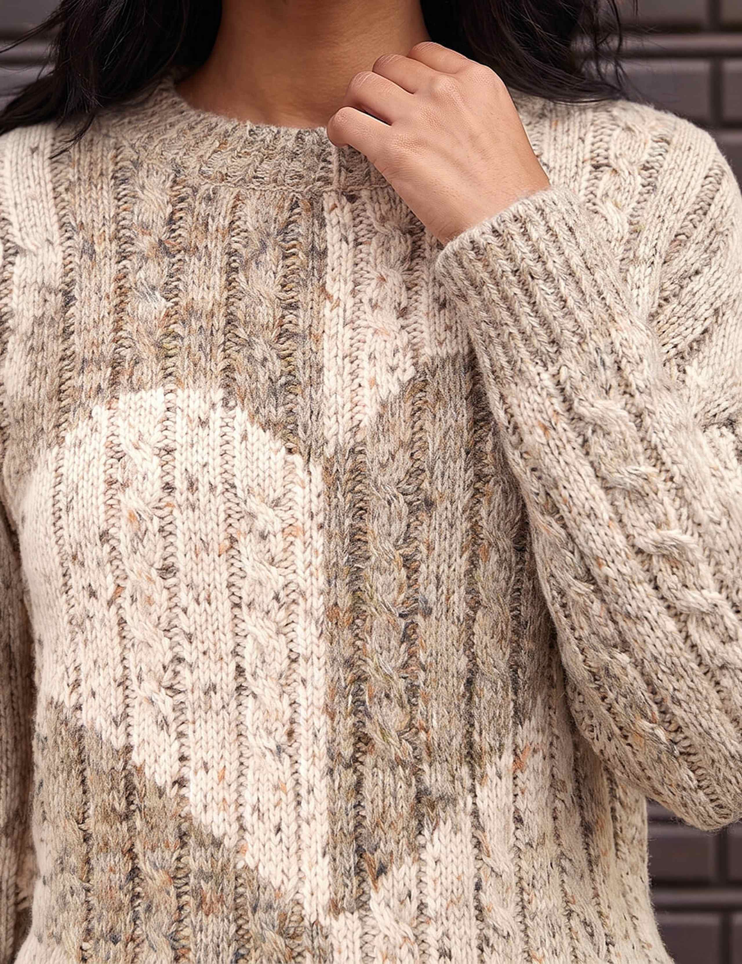 Cable Knit Colour Block Heart Jumper 4 of 4